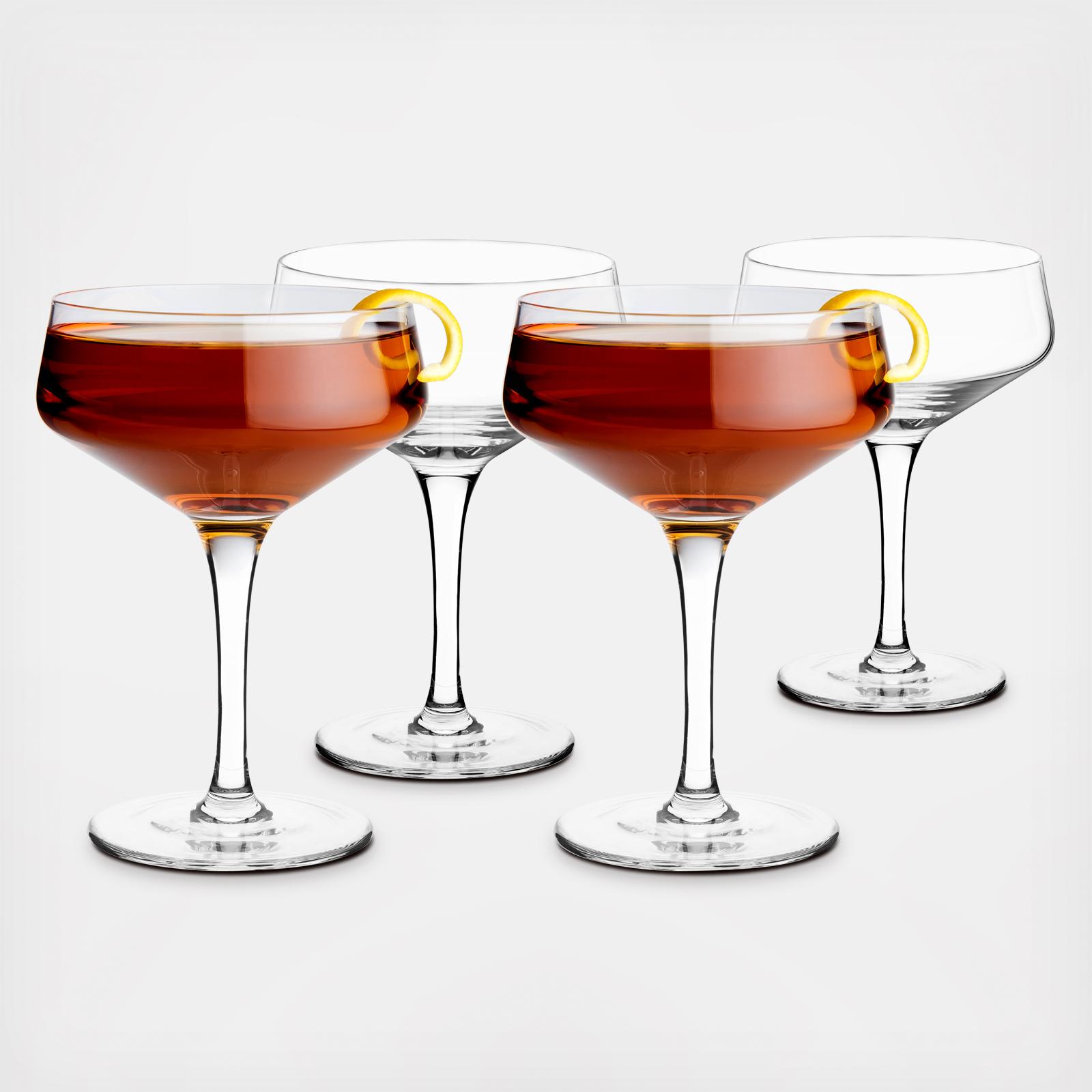 Angled Crystal Coupe Glass, Set of 4