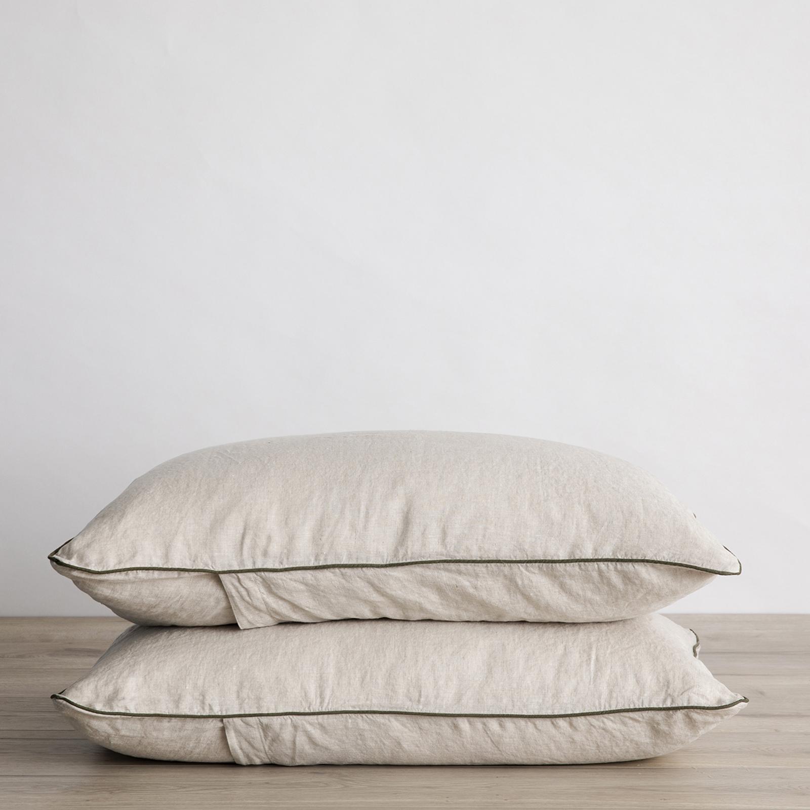 Piped Linen Pillowcase, Set of 2