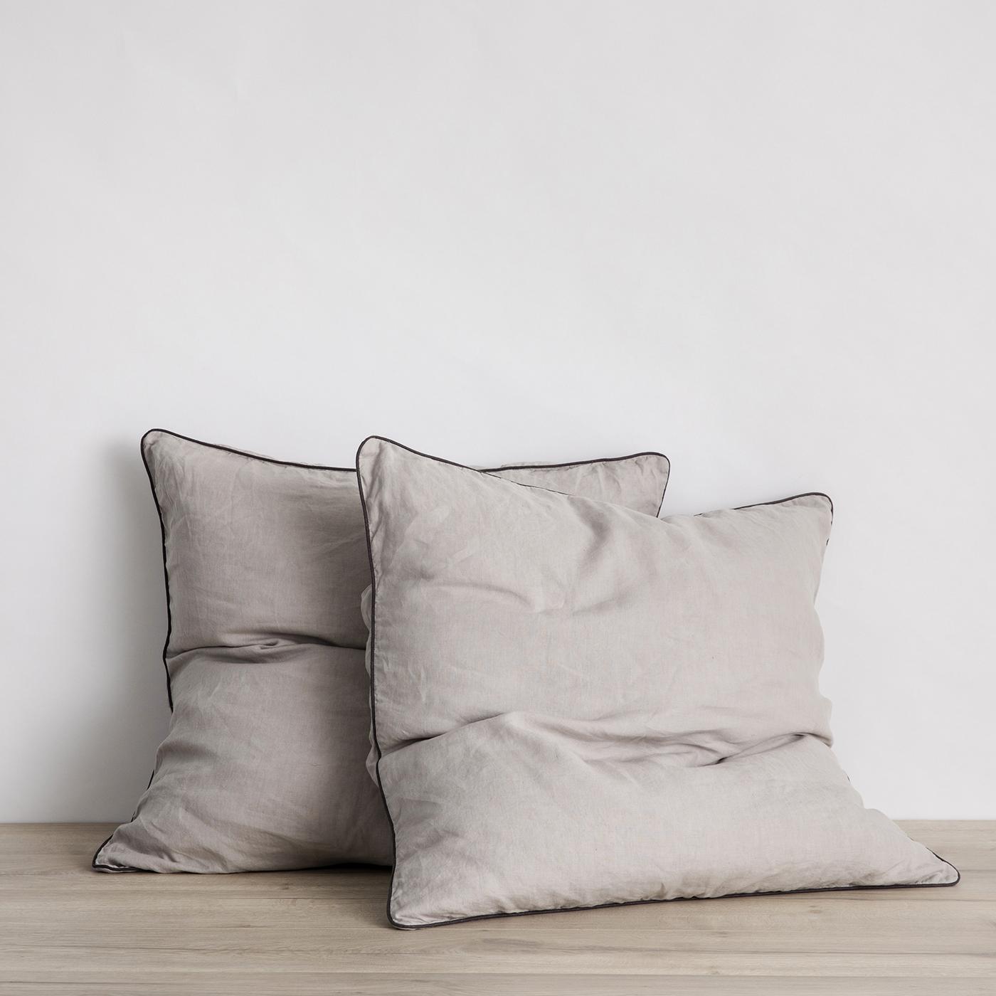 Piped Linen Euro Pillowcase, Set of 2