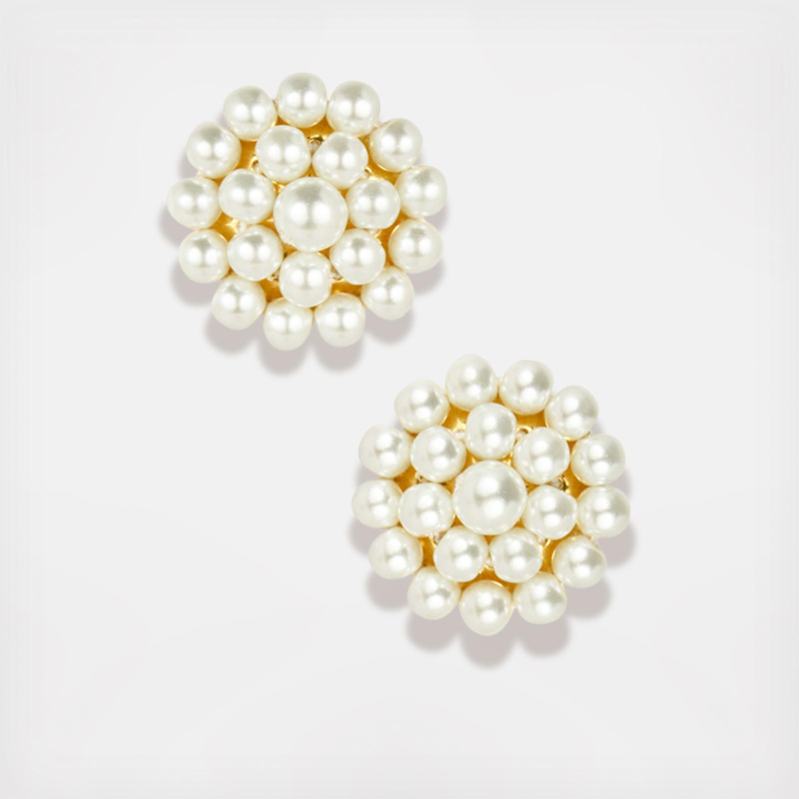 Pearl Button Earrings