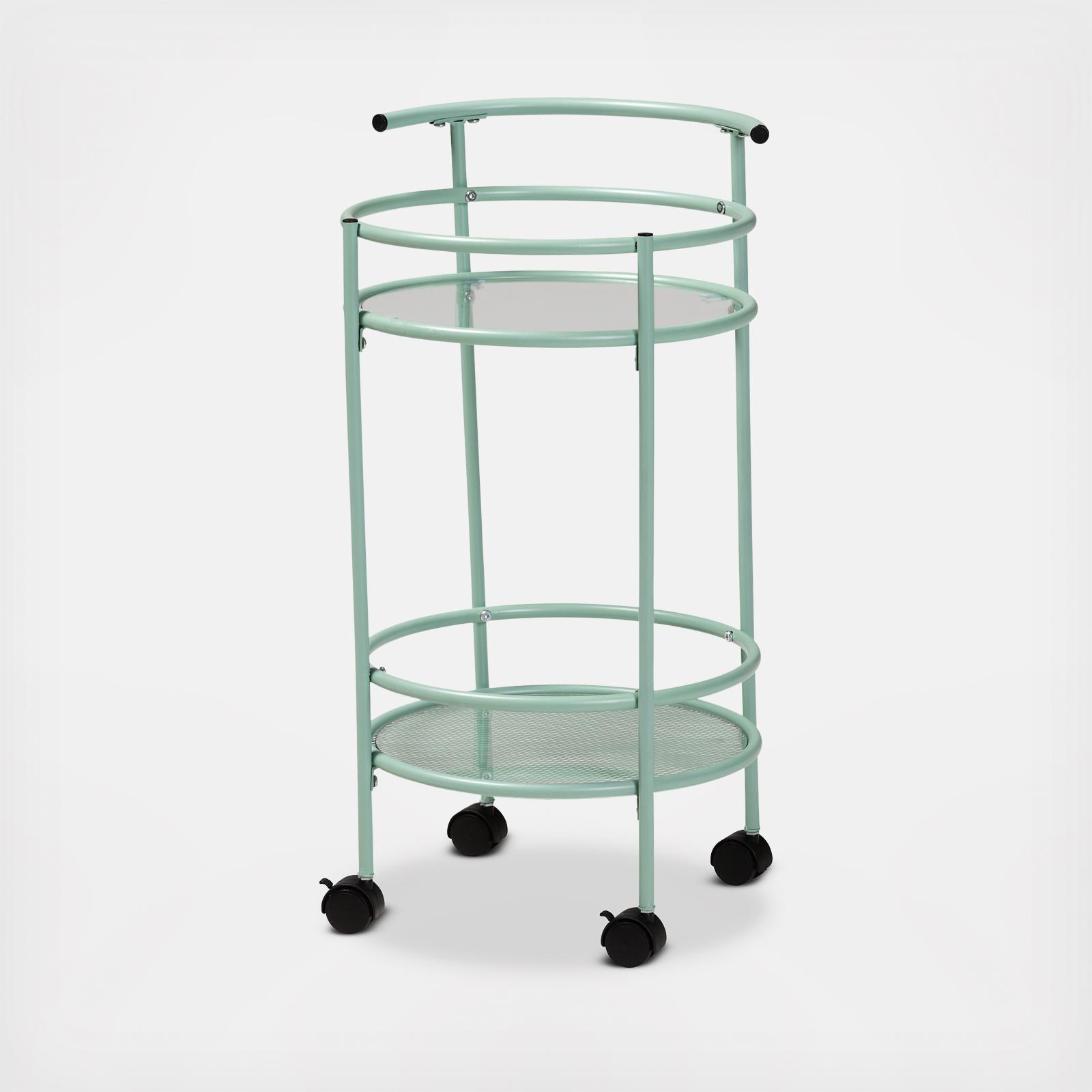 Newell Mid-Century Modern 2-Tier Kitchen Cart