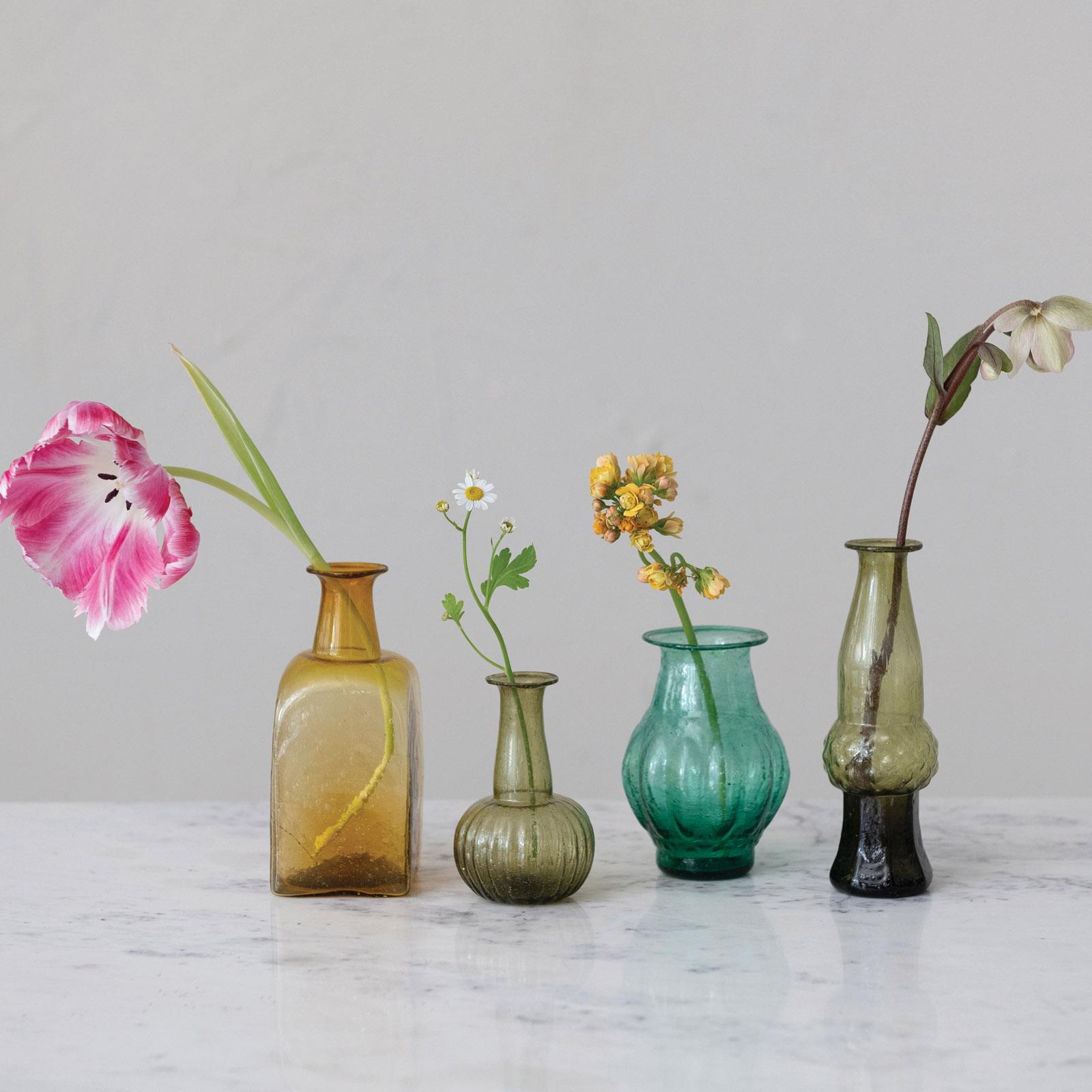 4-Piece Hand Blown Glass Vase Set