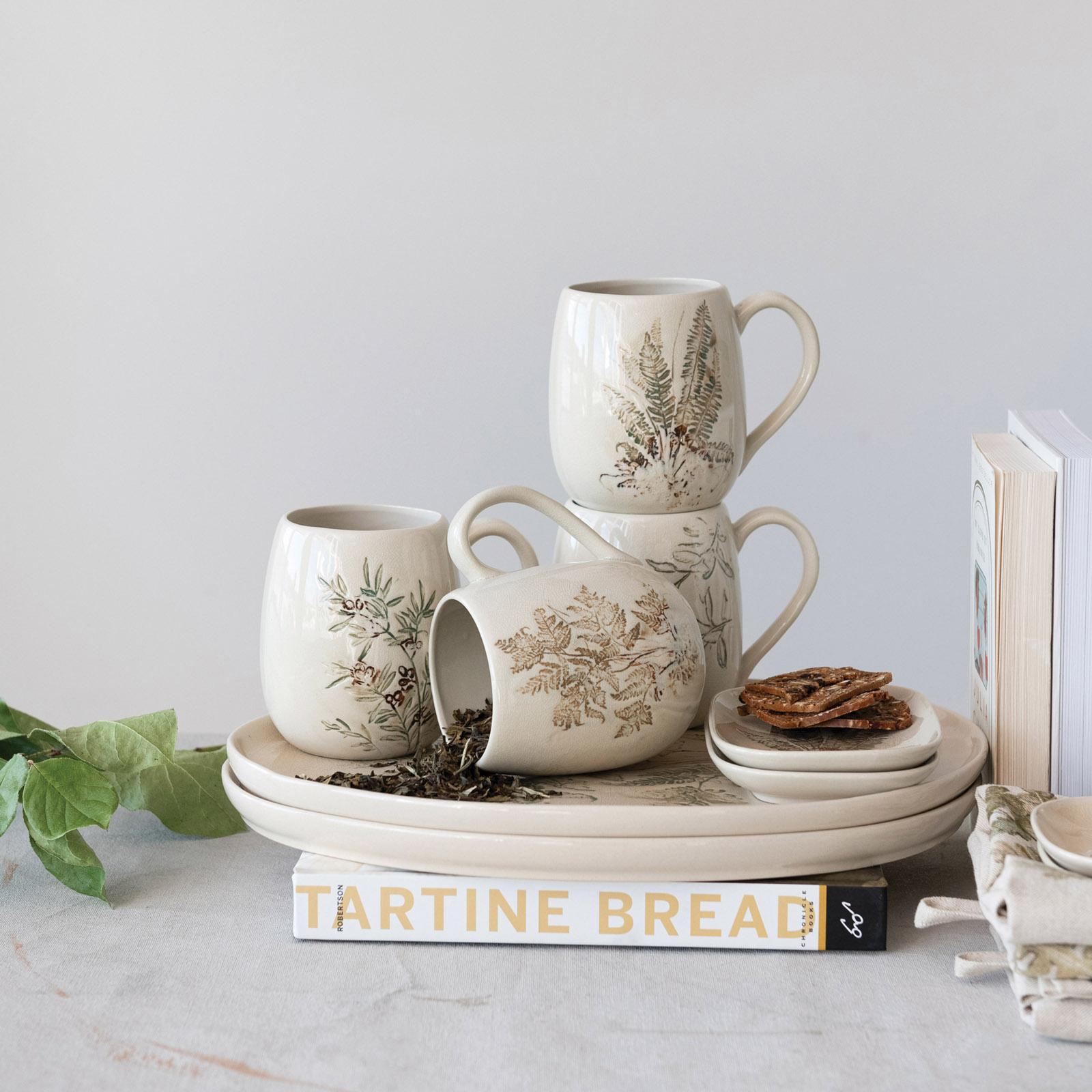 4-Piece Debossed Stoneware Dish Set