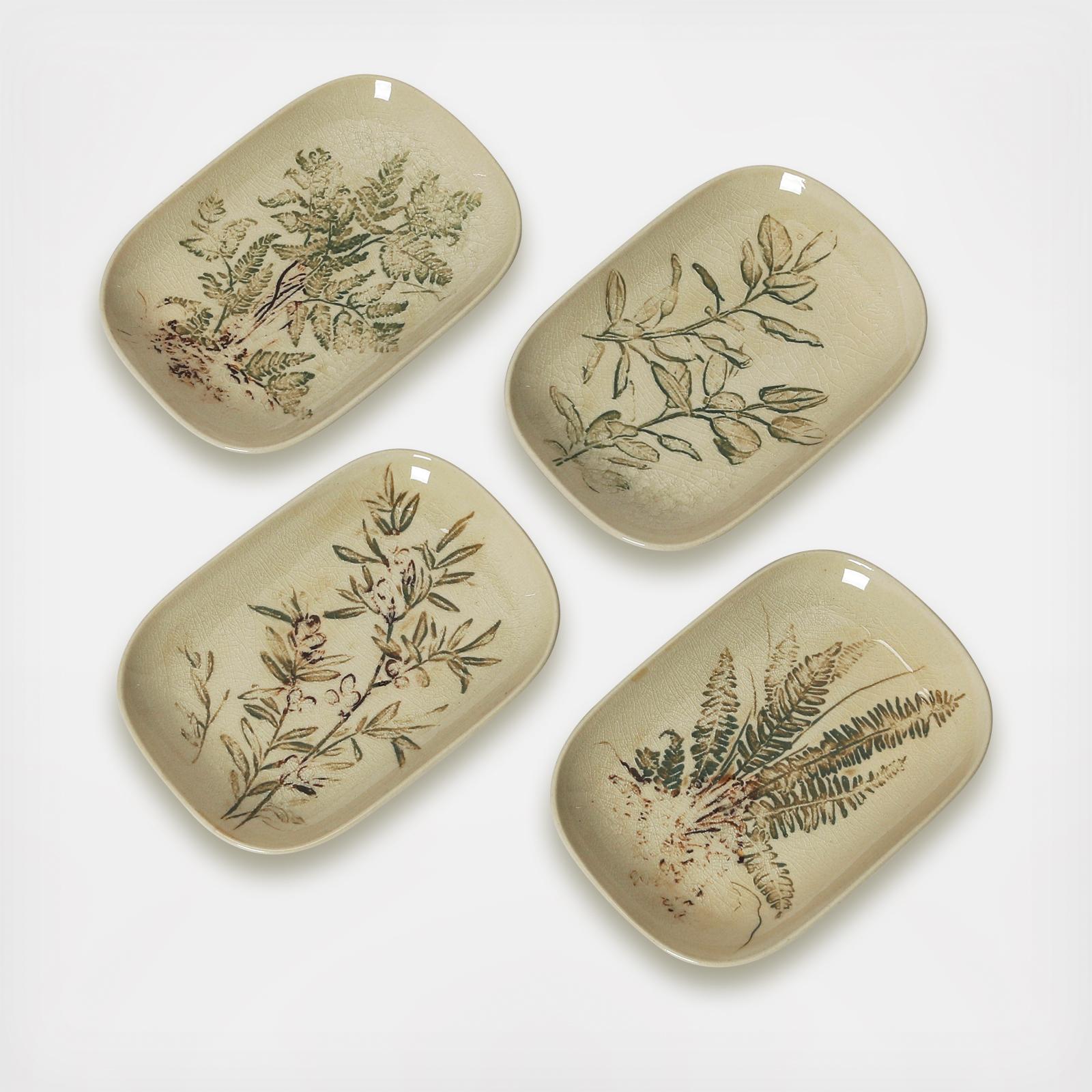 4-Piece Debossed Stoneware Dish Set