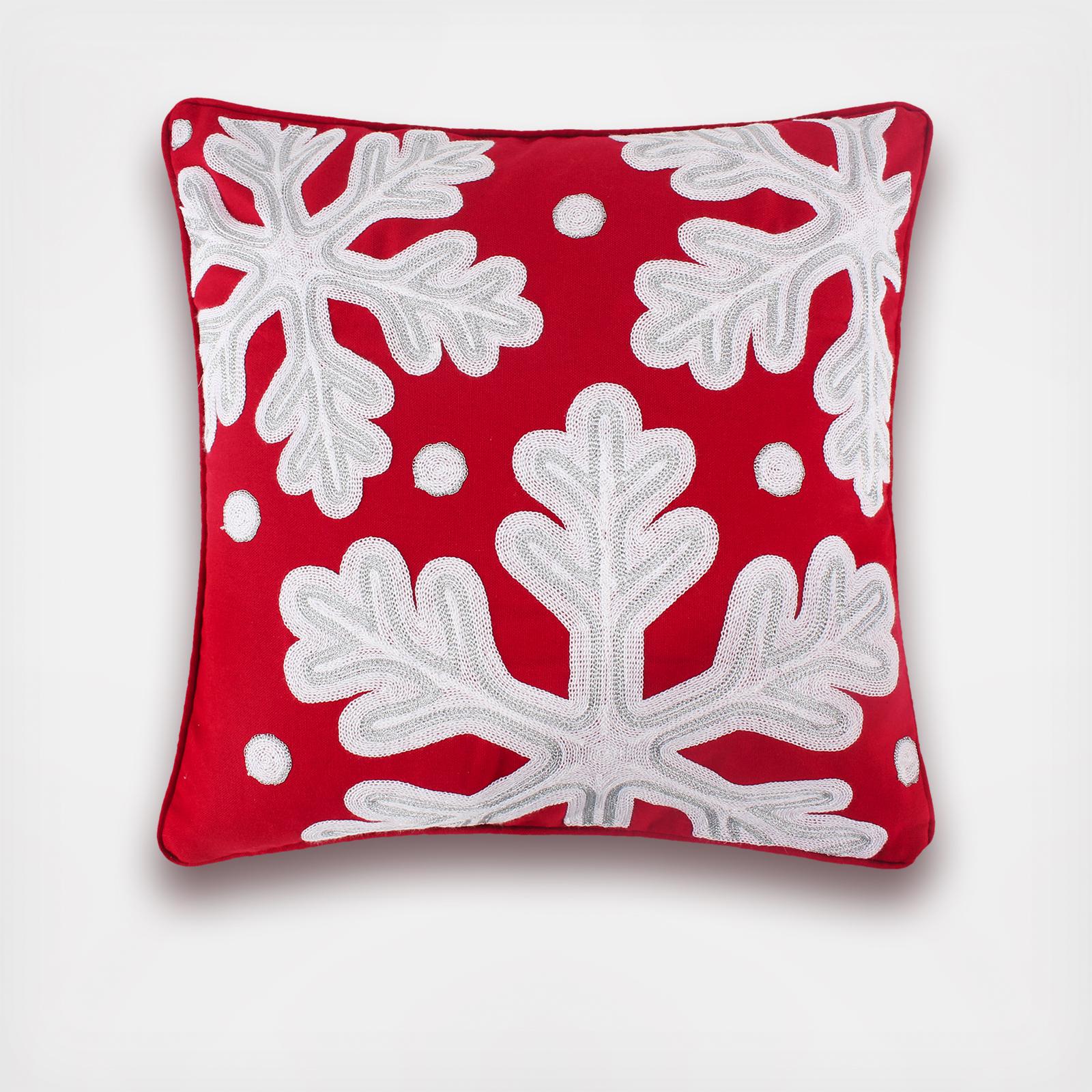 All is Bright Snowflake Pillow