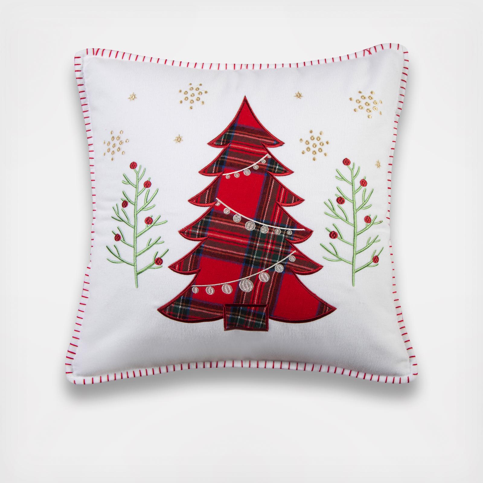 Spencer Plaid Tree Whipstitch Pillow