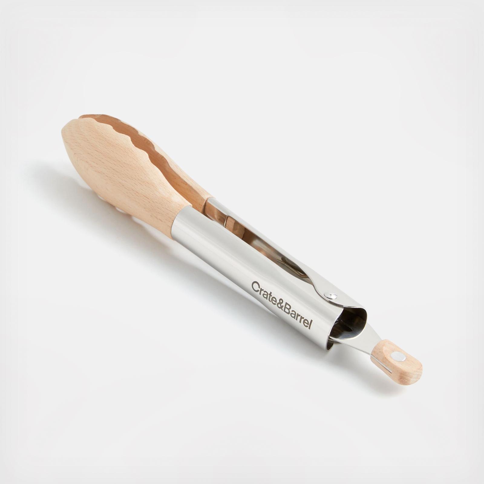 Beechwood and Stainless Steel Serving Tongs