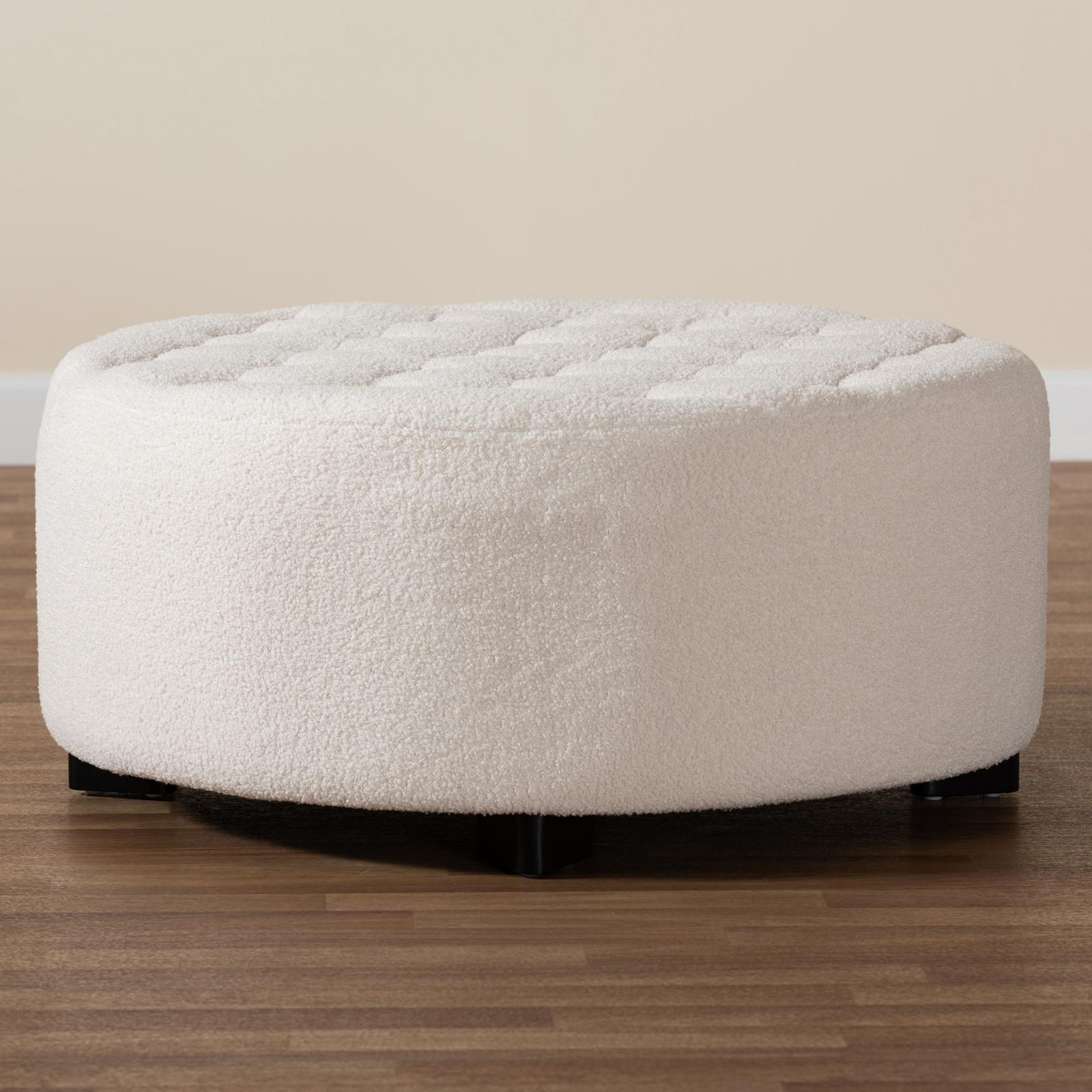 Athena Boucle Upholstered Round Ottoman
