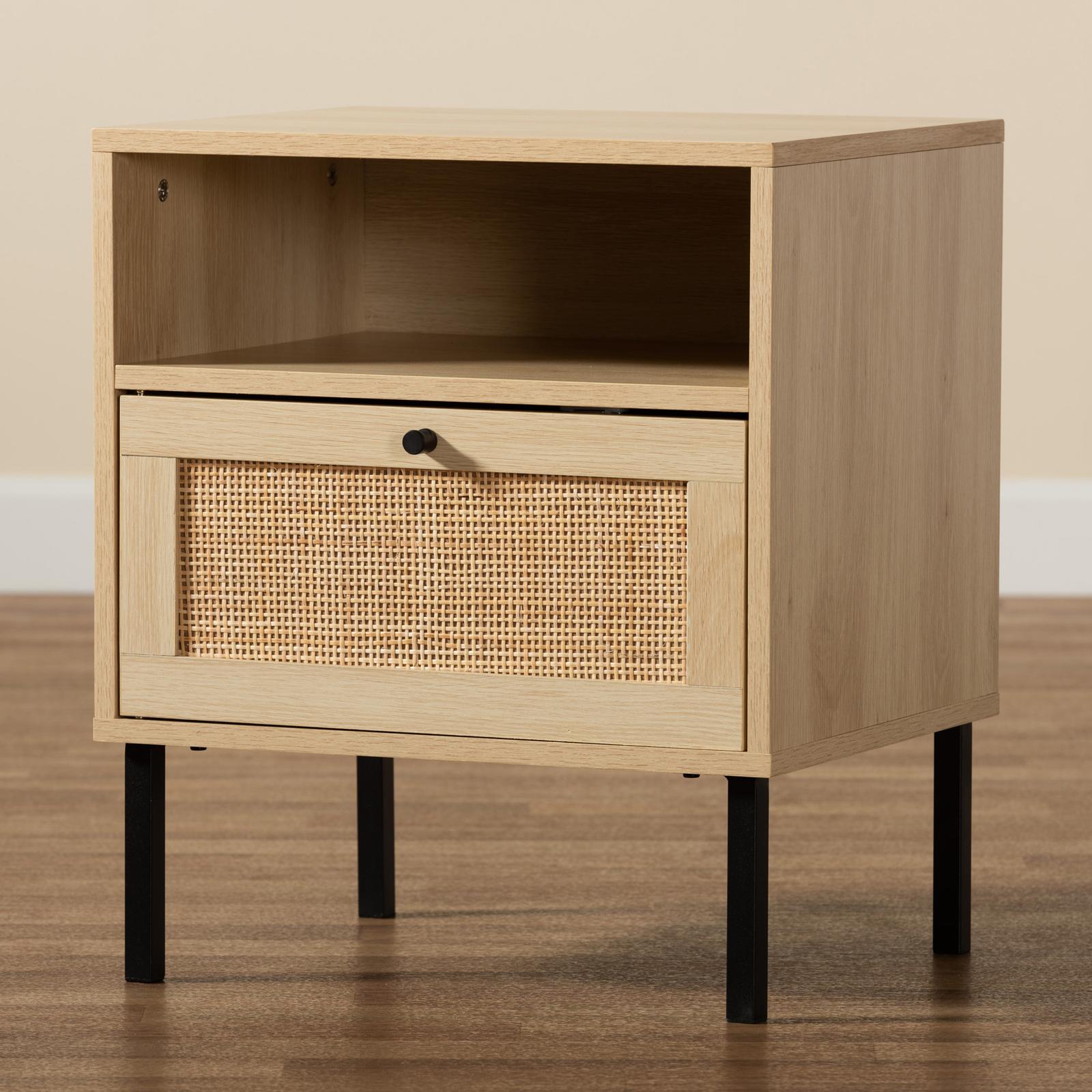 Caterina Natural Rattan 1-Door Nightstand