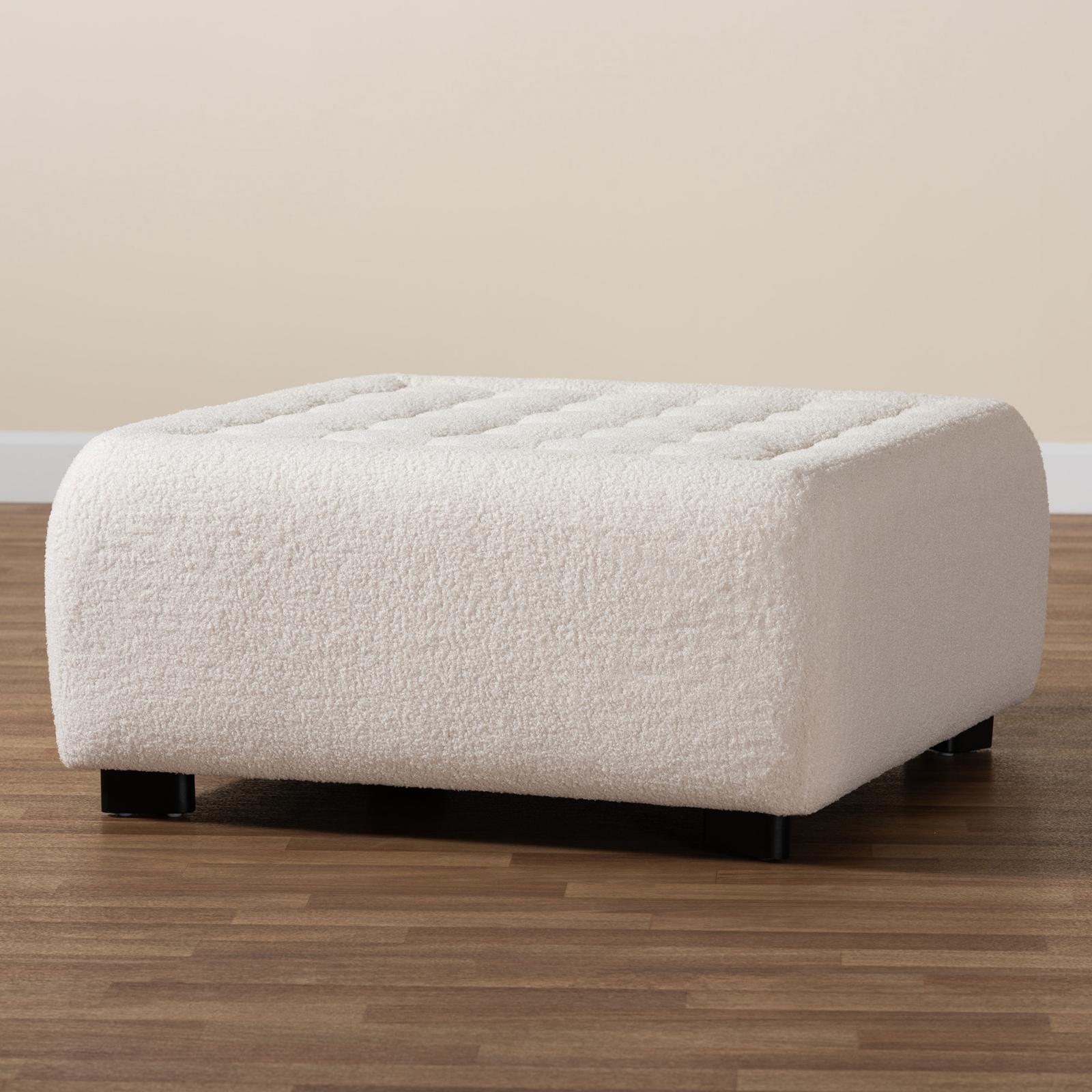 Athena Boucle Upholstered Square Ottoman