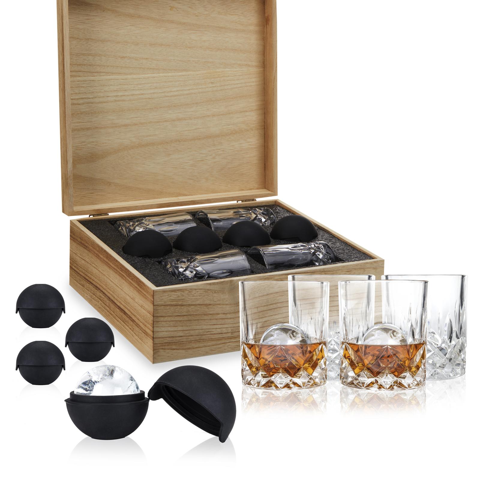 8-Piece Liquor Glass & Ice Sphere Box Gift Box Set