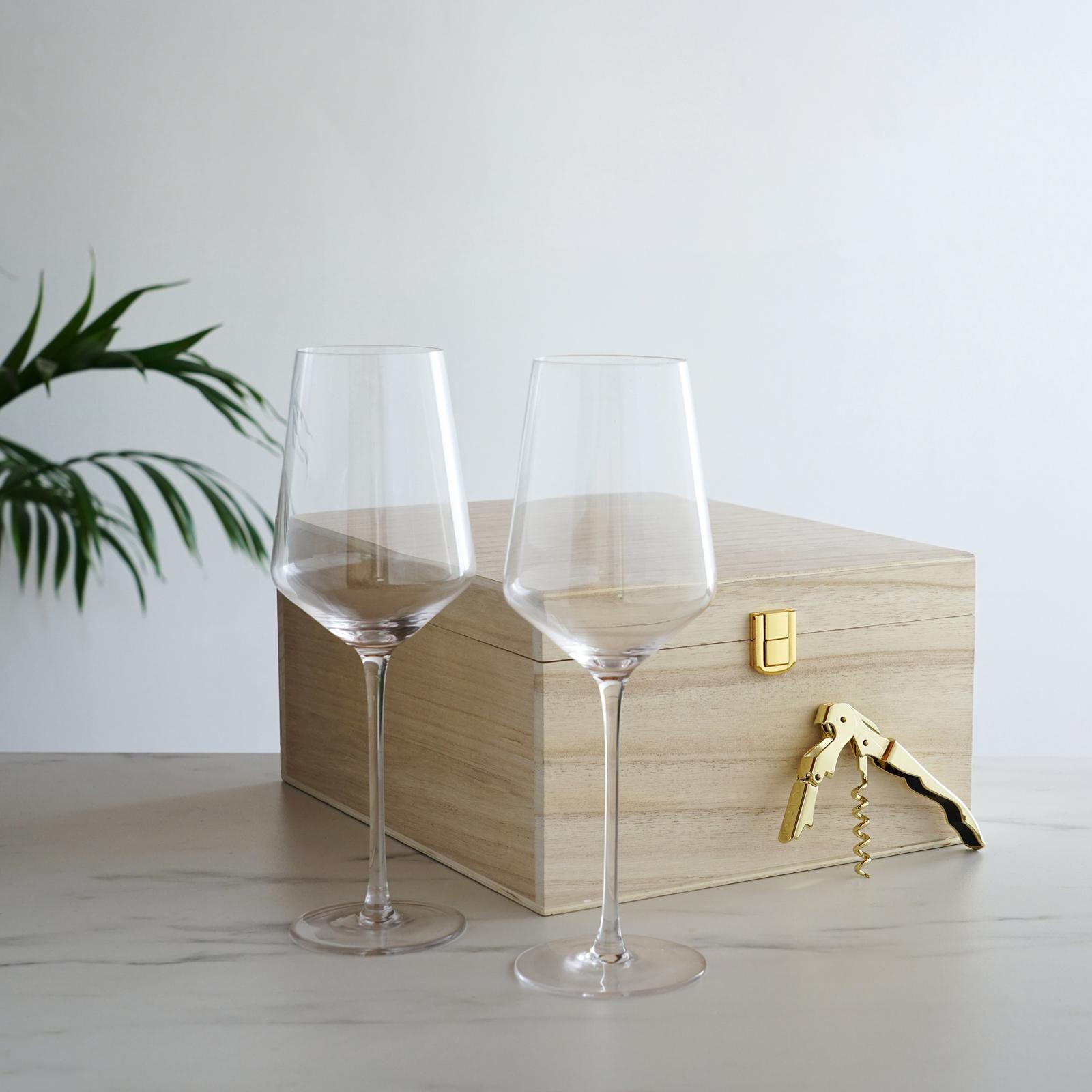 3-Piece Red Wine Glass & Corkscrew Gift Box Set