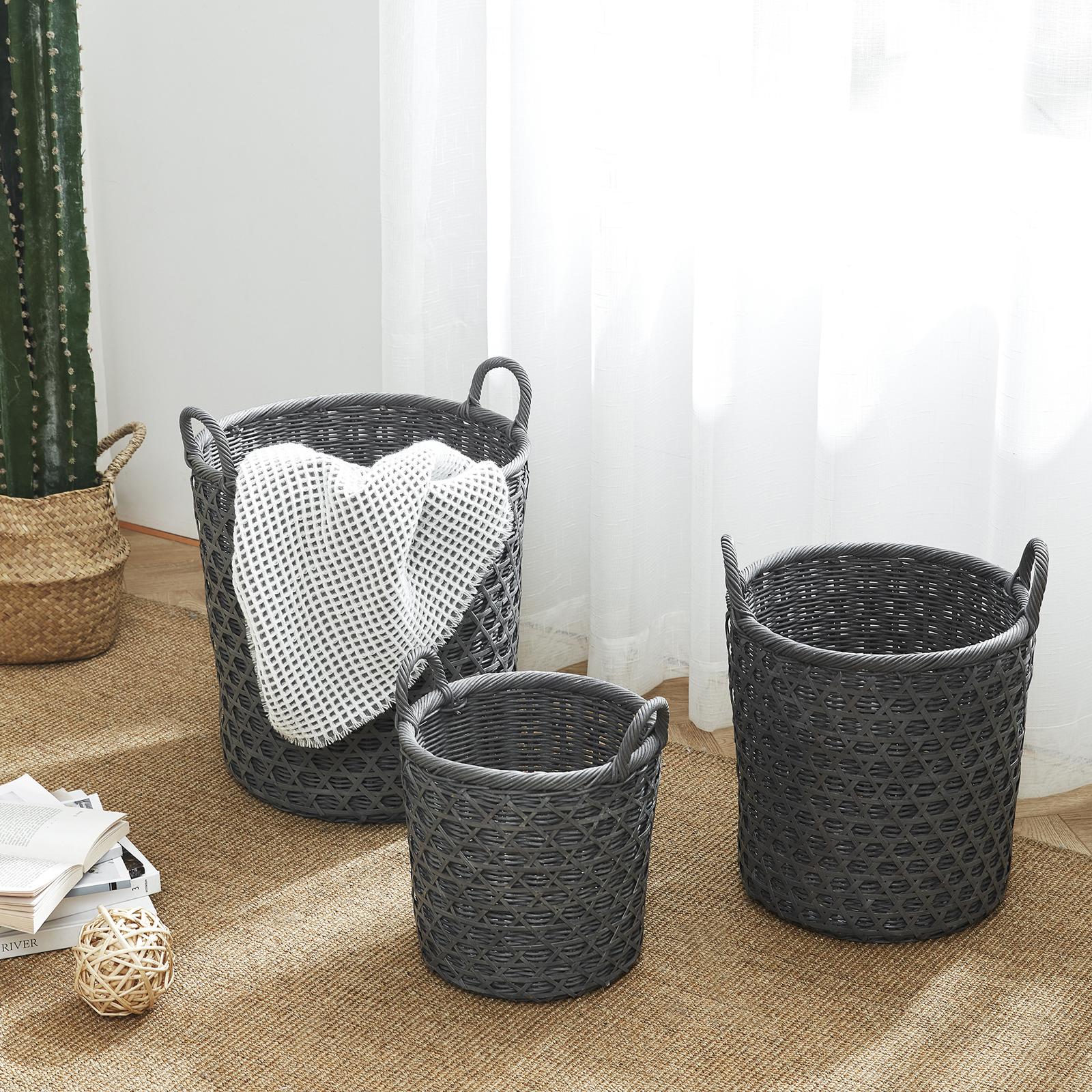3-Piece Bamboo Caning Basket Set