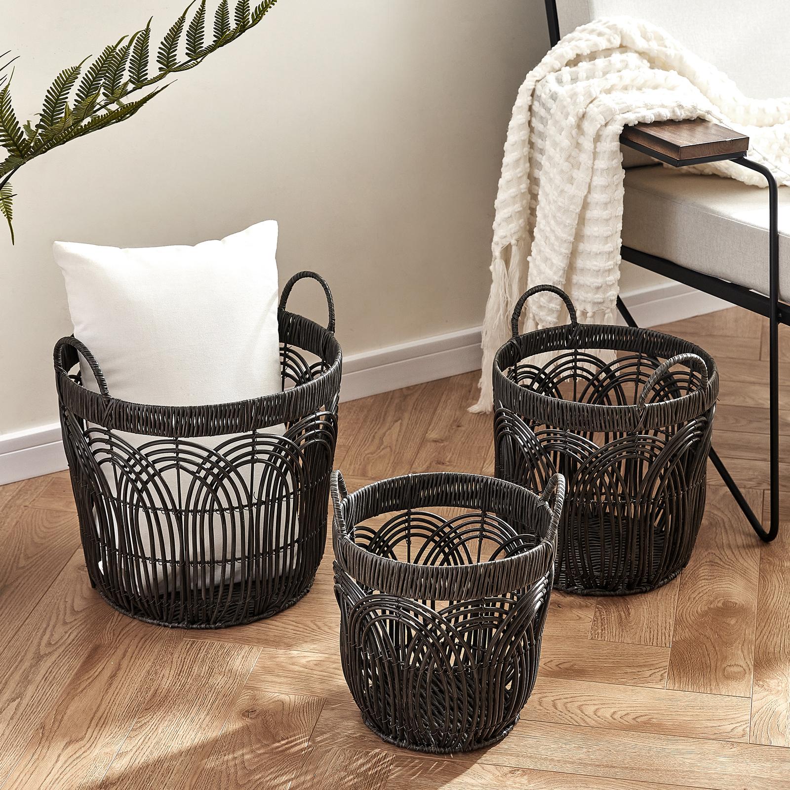 3-Piece Wicker Weave Basket Set