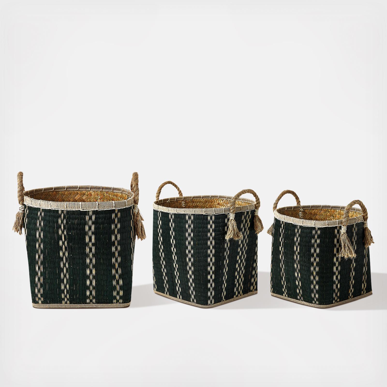 3-Piece Palm Leaf Basket Set