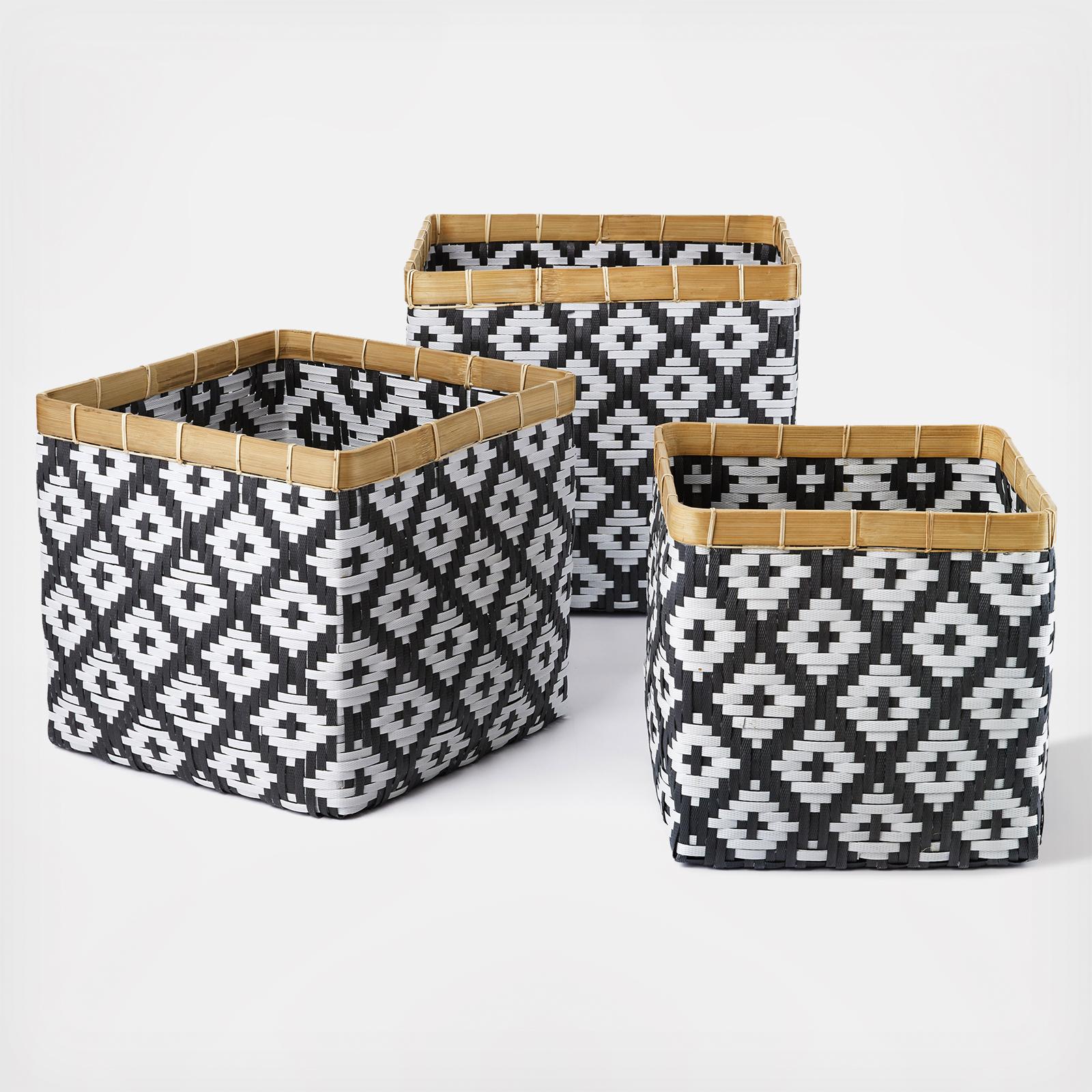 3-Piece Square Bamboo Basket Set