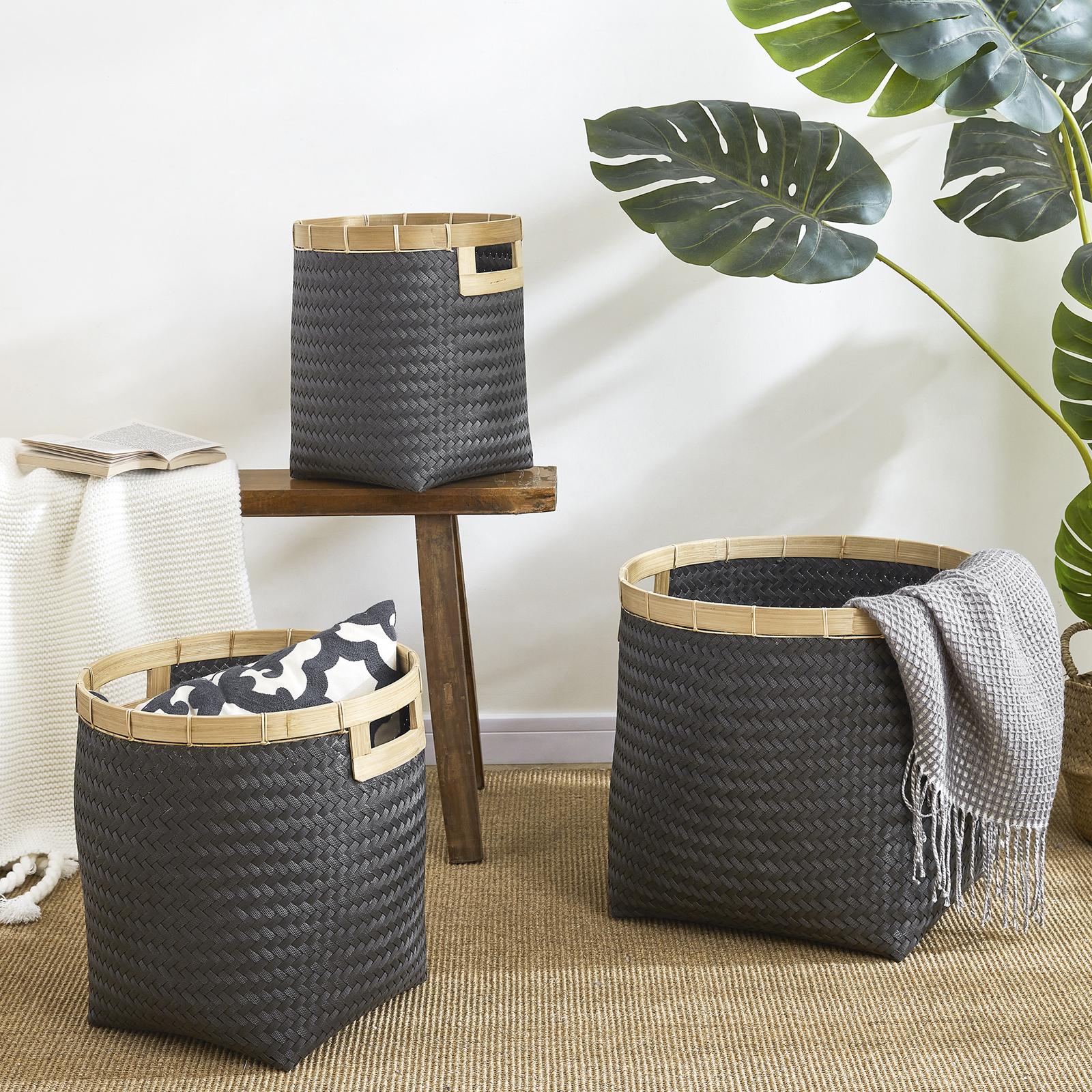 3-Piece Contrast Bamboo Basket Set