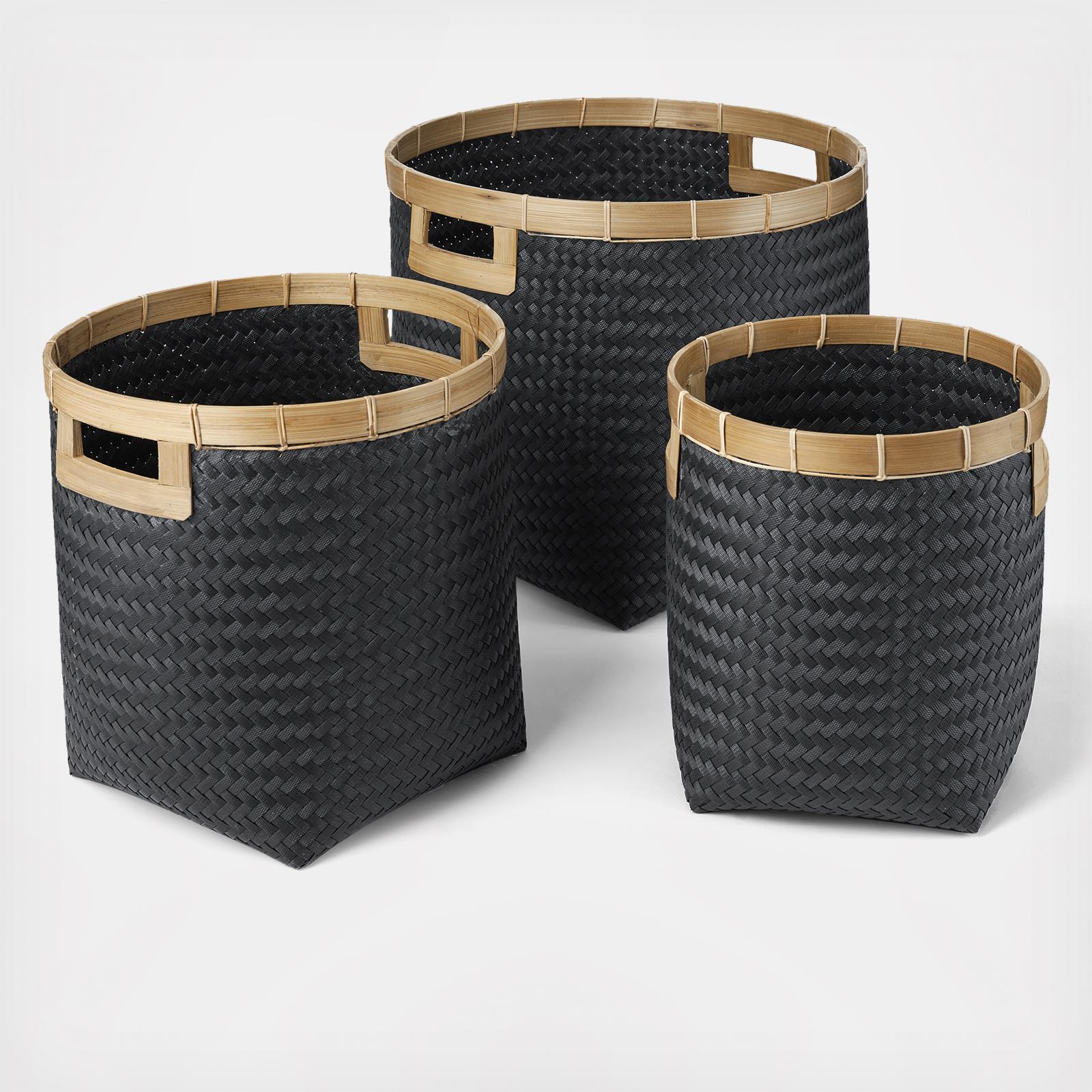 3-Piece Contrast Bamboo Basket Set