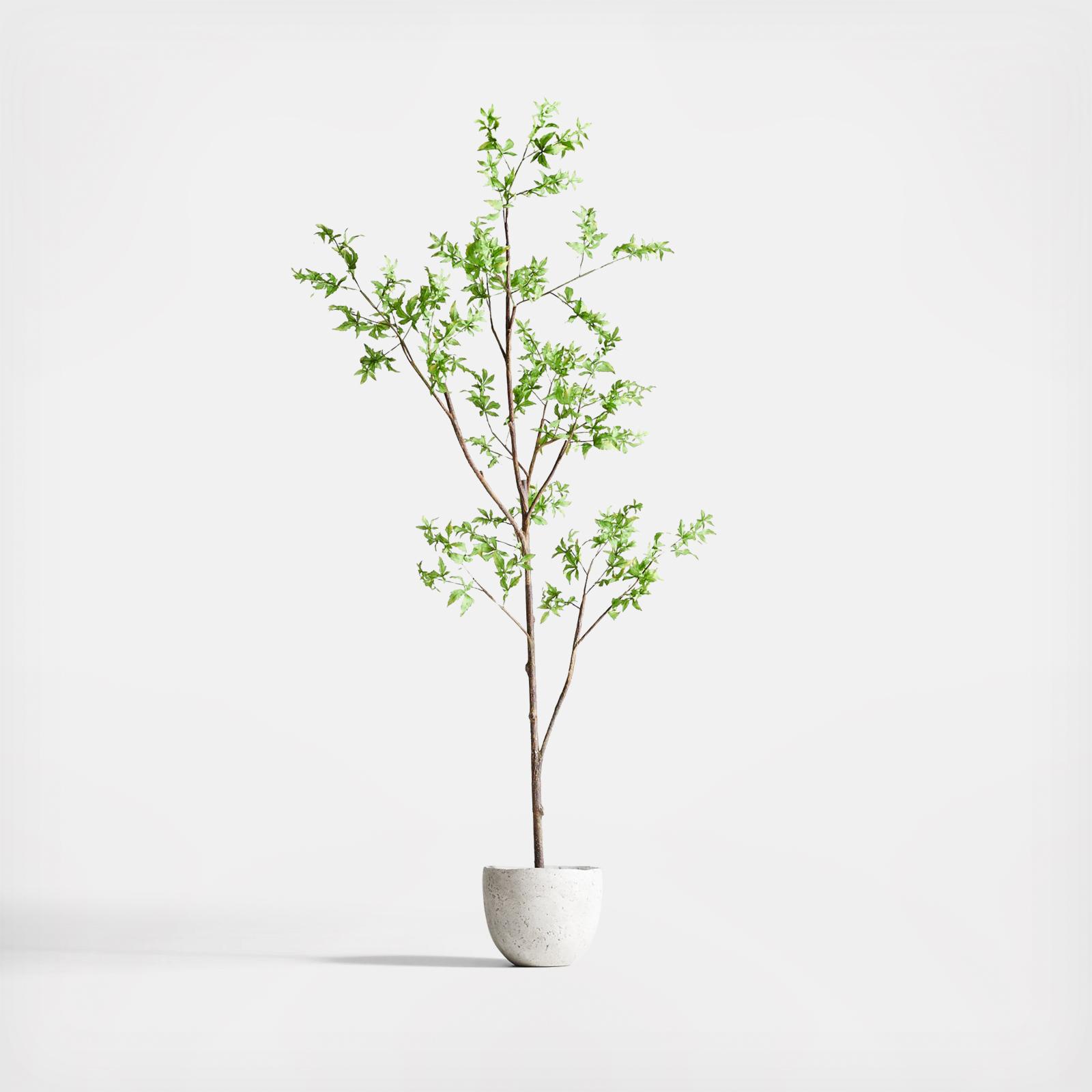 Potted Faux Green Maple Tree