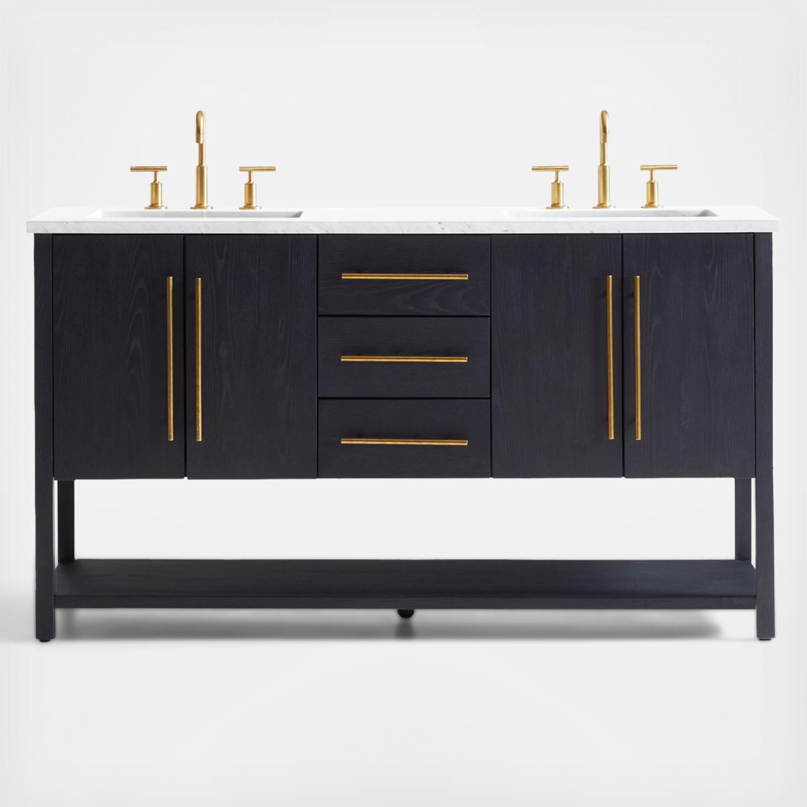 Carmen Double Sink Vanity with Shelf