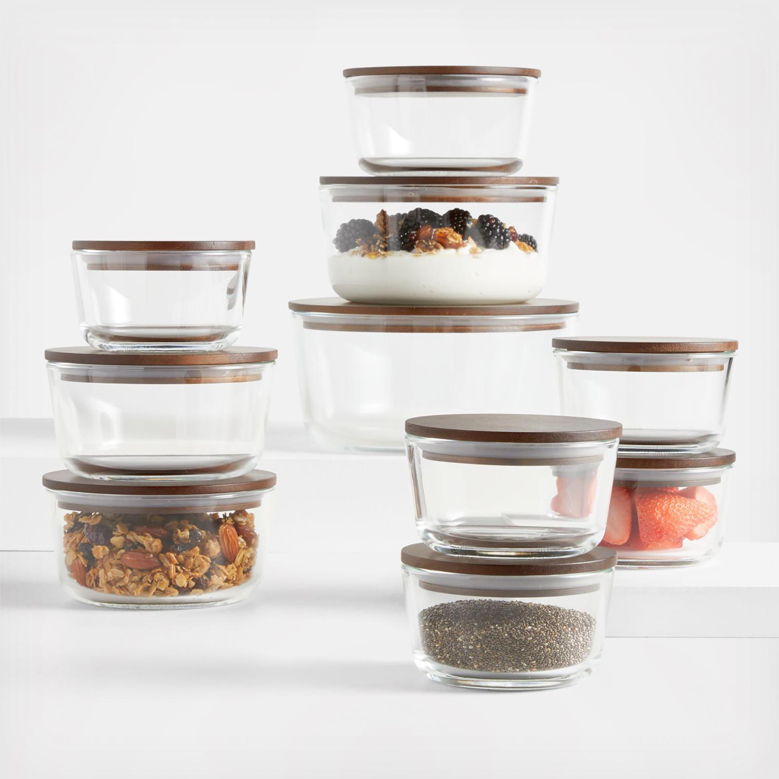 20-Piece Round Storage Container with Wood Lid Set