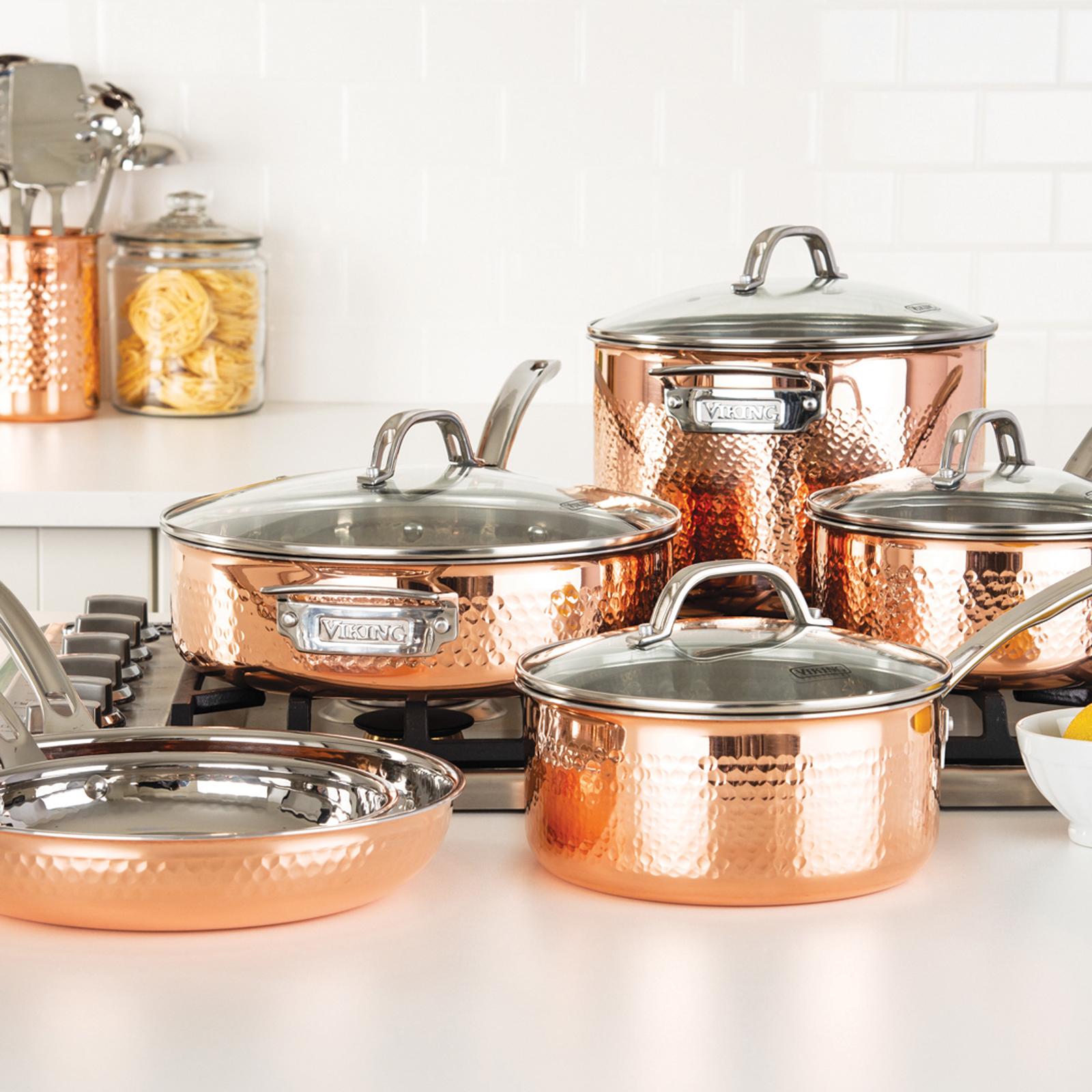 3-Ply Hammered Copper Clad 10-Piece Cookware Set