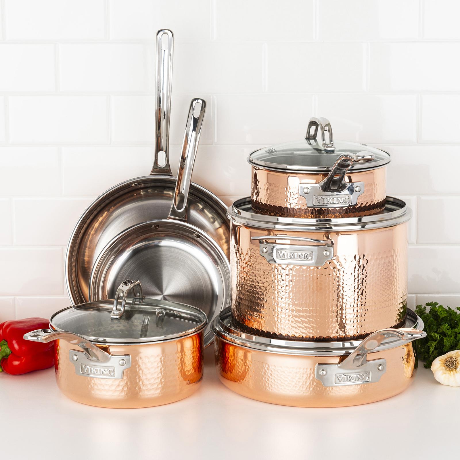 3-Ply Hammered Copper Clad 10-Piece Cookware Set