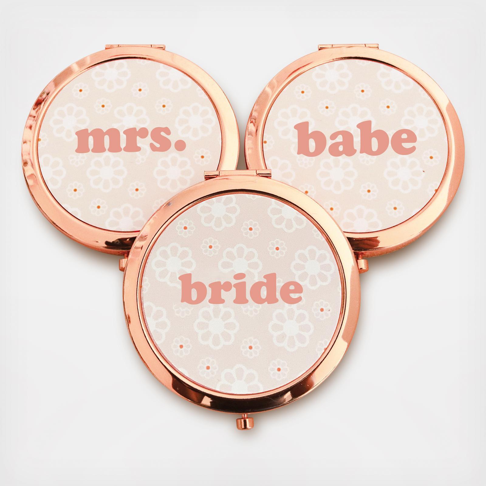Bridal Party Flower Compact Mirror