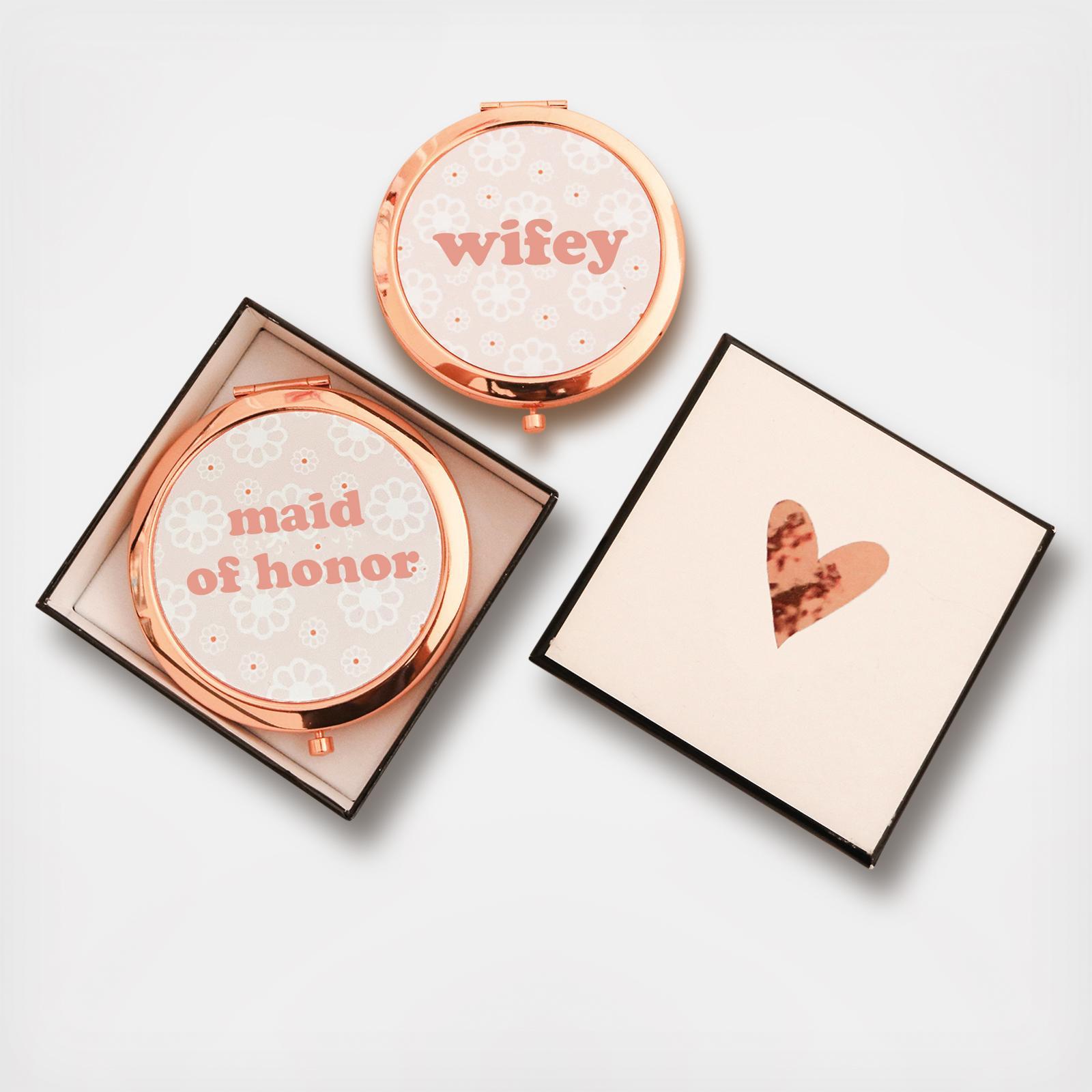 Bridal Party Flower Compact Mirror