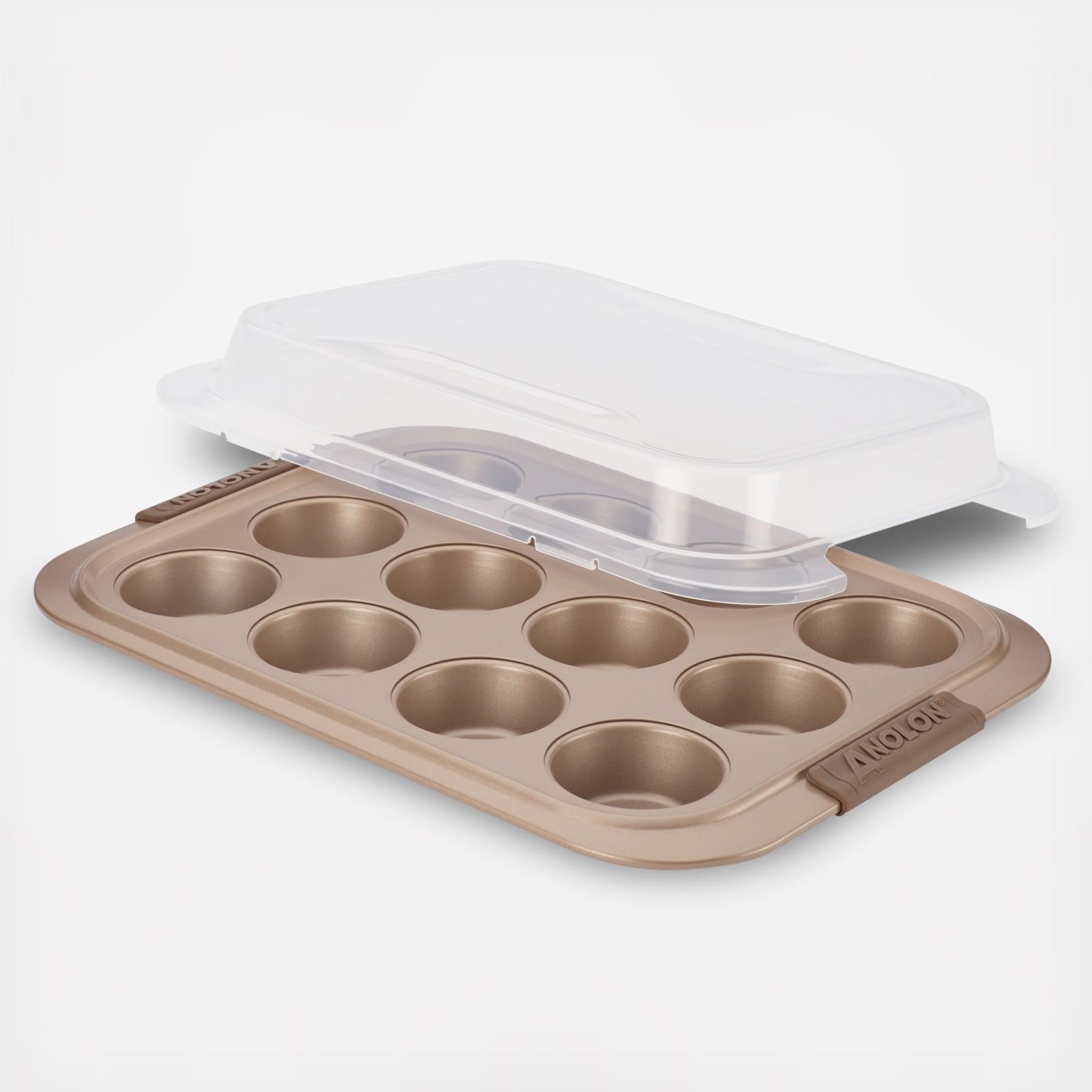 Advanced Bronze Nonstick 12-Cup Covered Muffin Pan