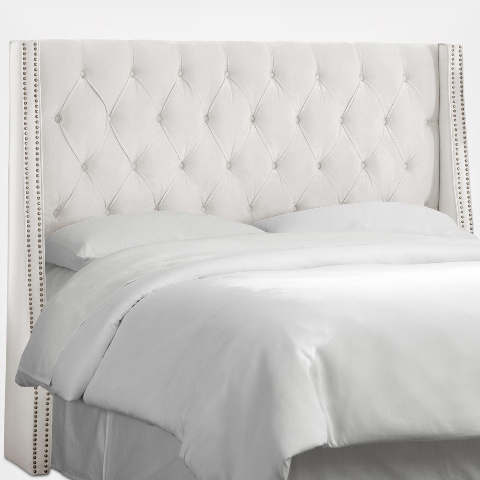 Velvet Nail Button Tufted Wingback Headboard