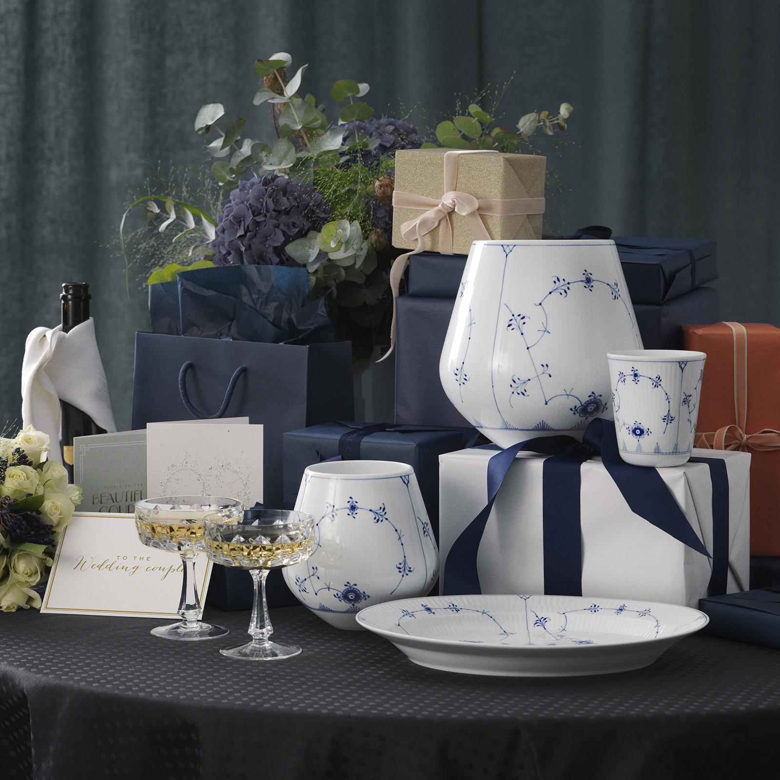Blue Fluted Plain Vase