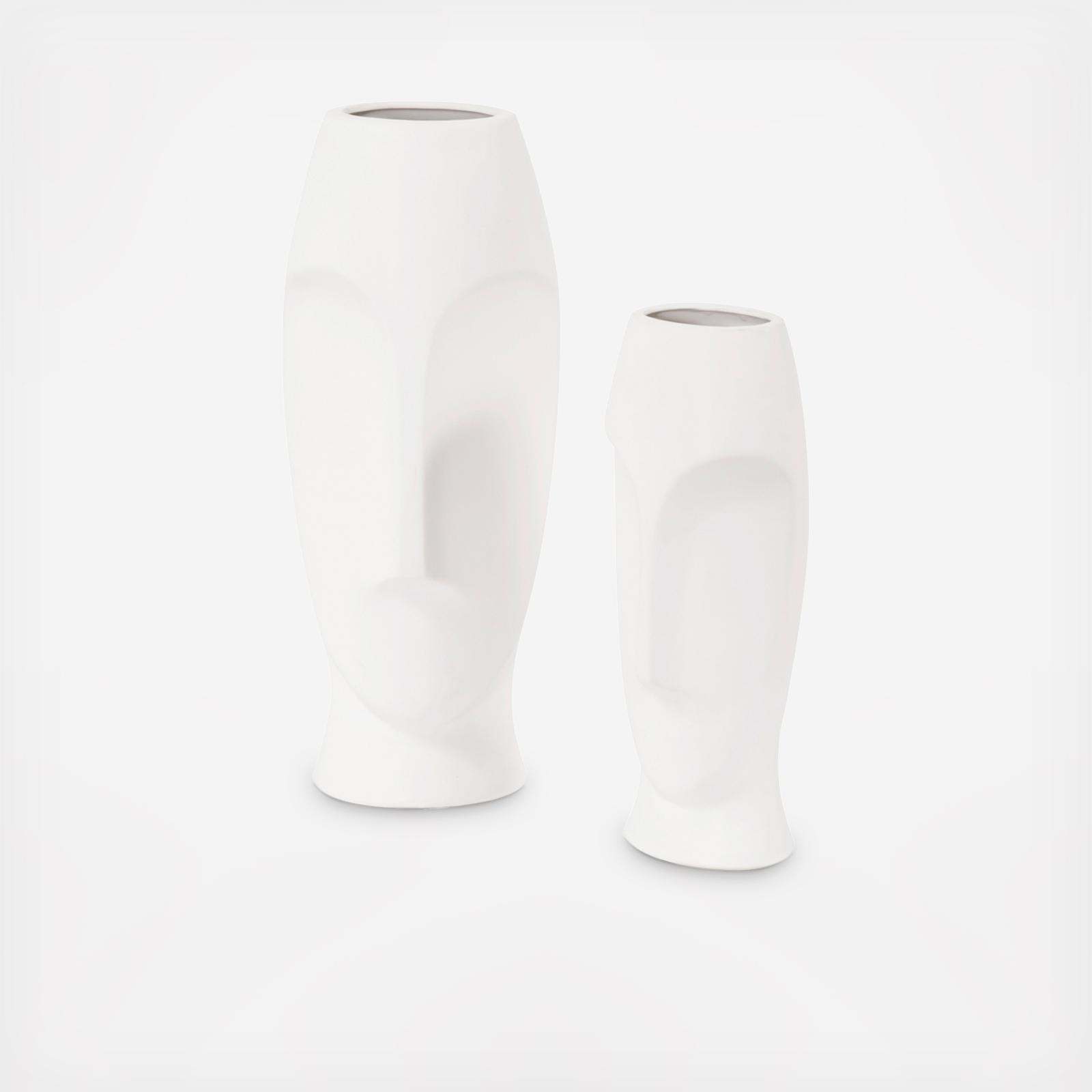 Abstract Face Vase, Set of 2