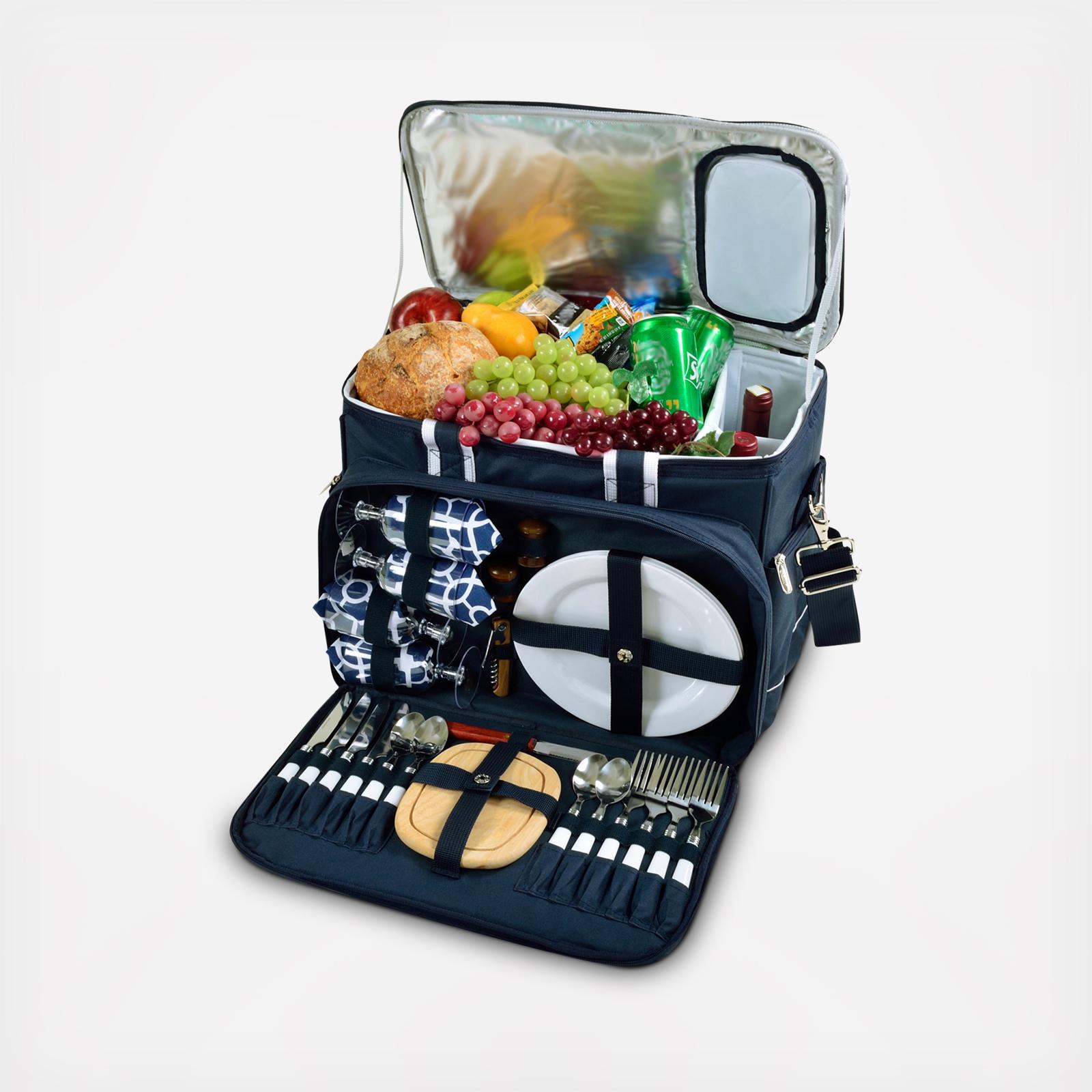 4-Person Equipped Insulated Picnic Set with Detachable Wheels