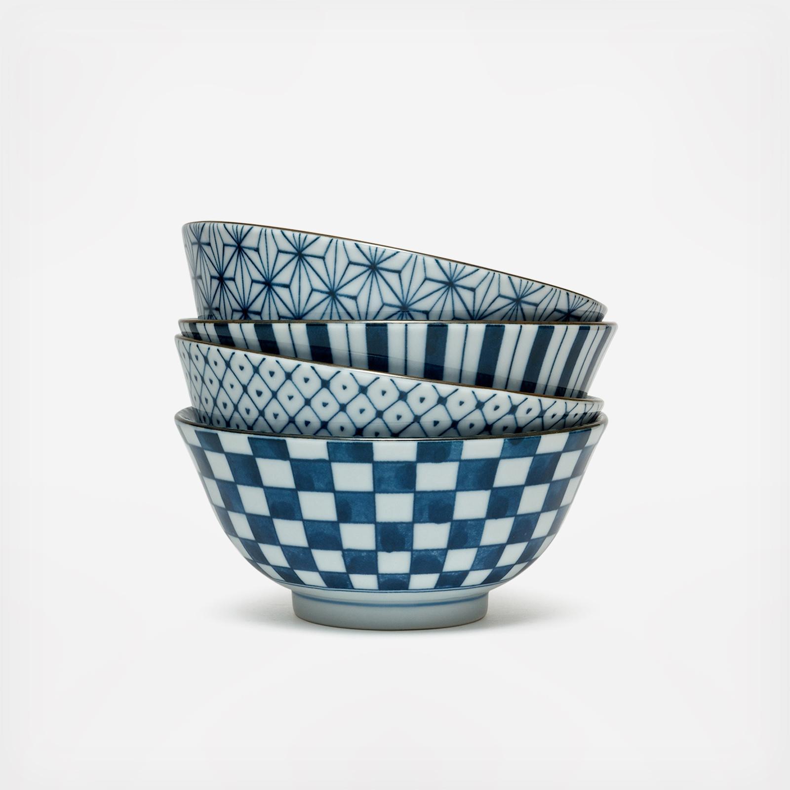4-Piece Mixed Pattern Noodle Bowl Set