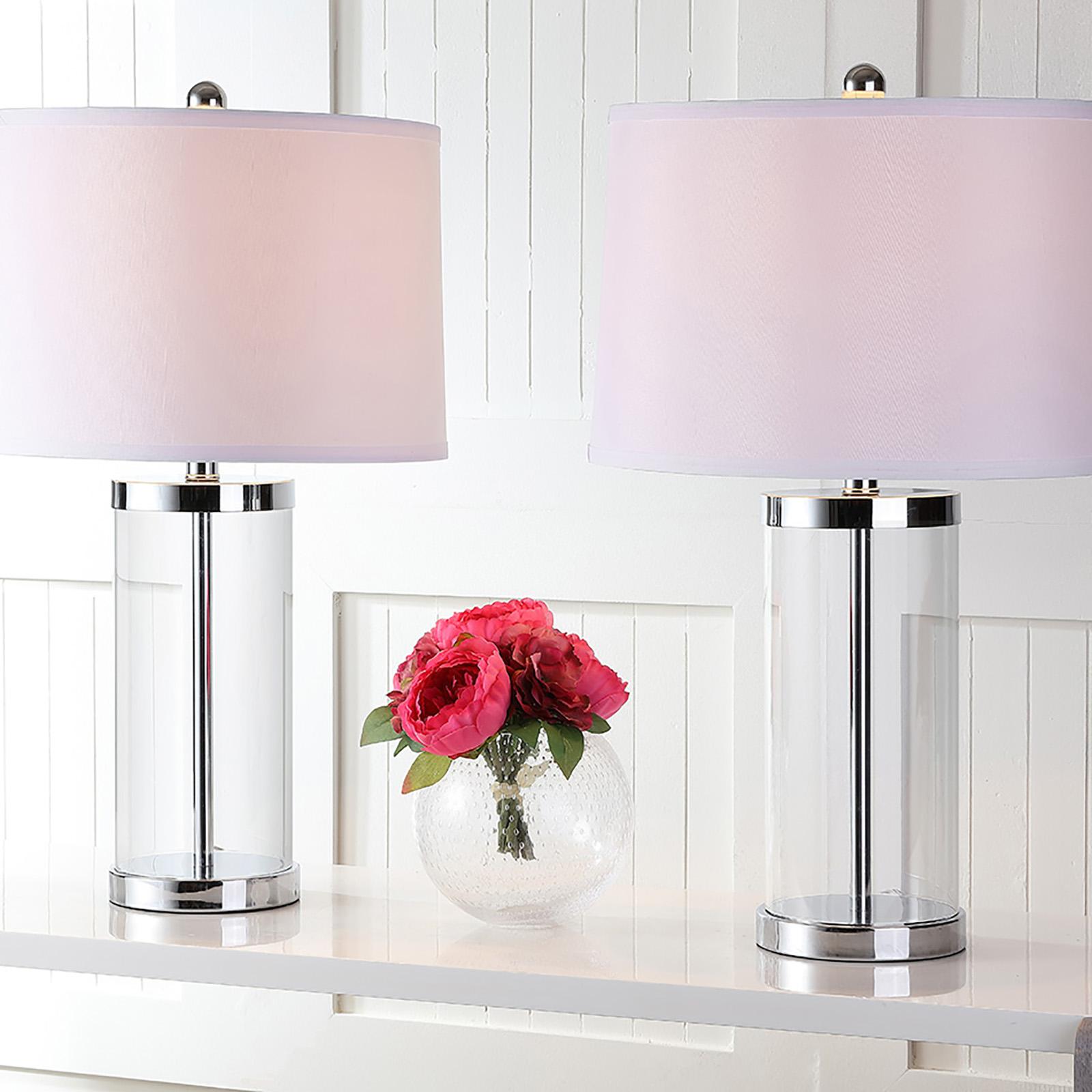 Glass Cylinder Table Lamp, Set of 2