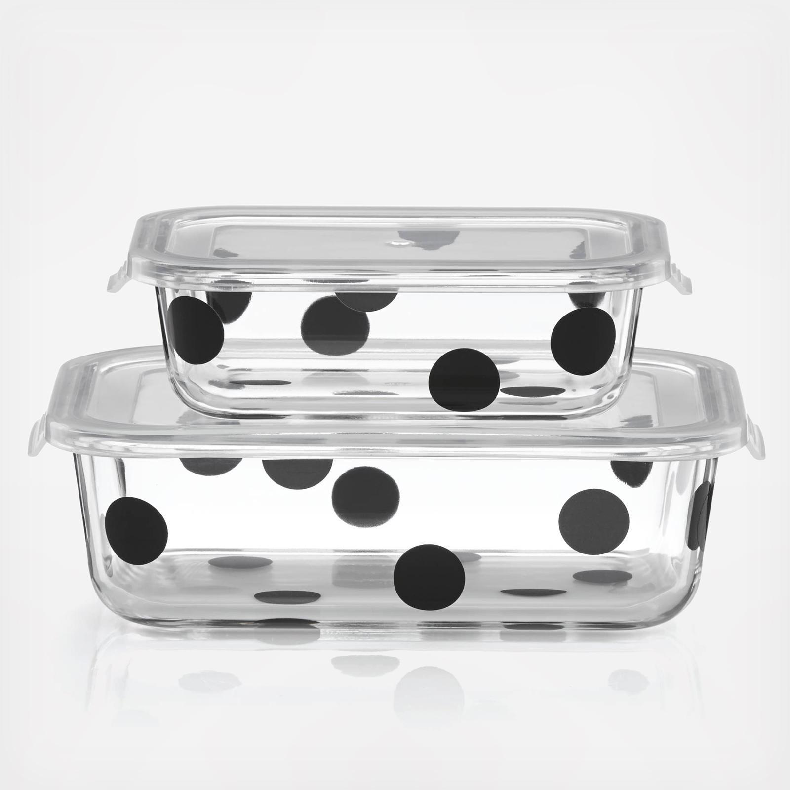 Deco Dot 4-Piece Rectangular Dish with Lid Set