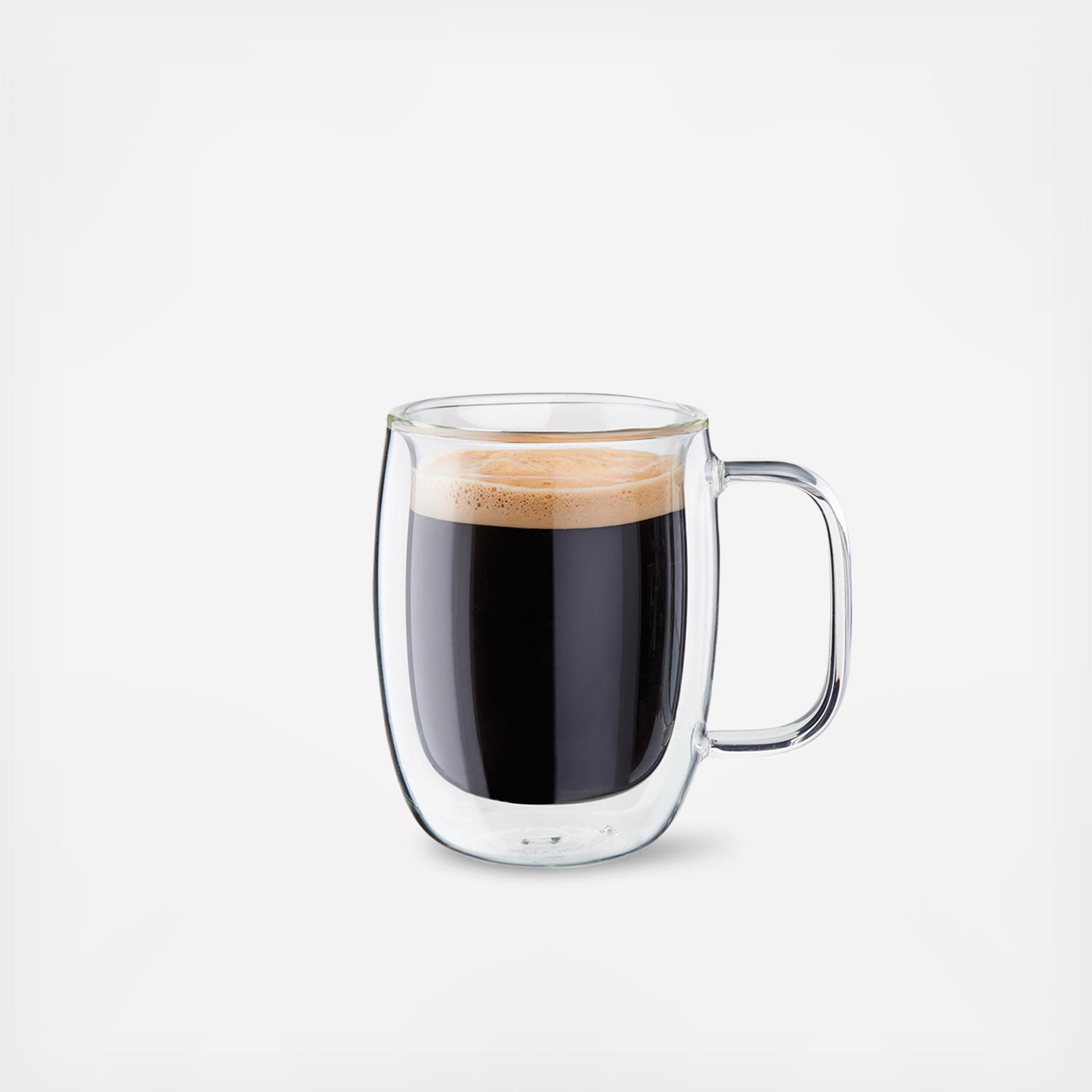 Sorrento Plus Double Wall Glass Coffee Mug, Set of 2