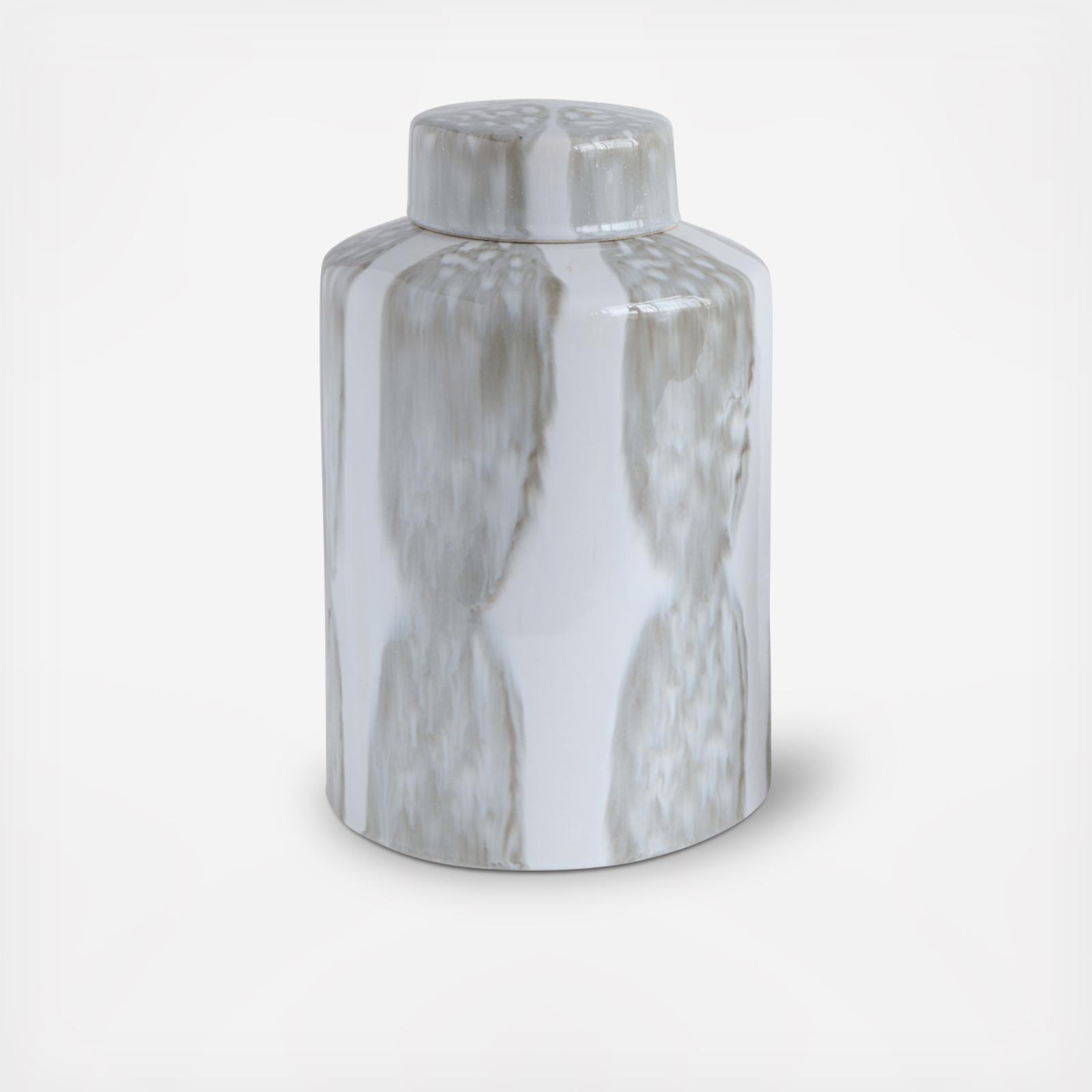 Decorative Stoneware Ginger Jar with Lid