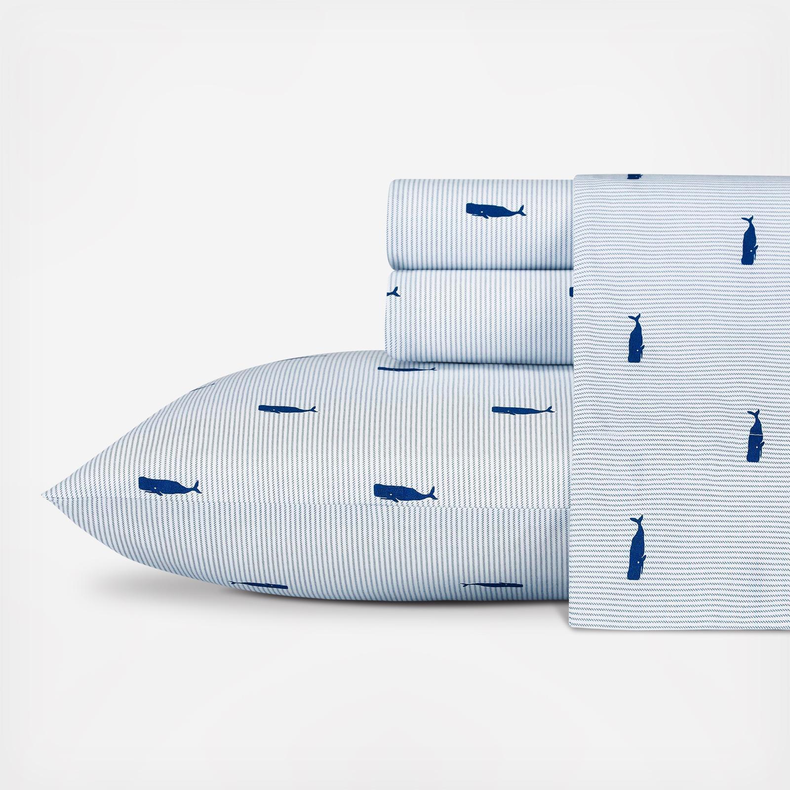 Whale Stripe Percale 4-Piece Sheet Set