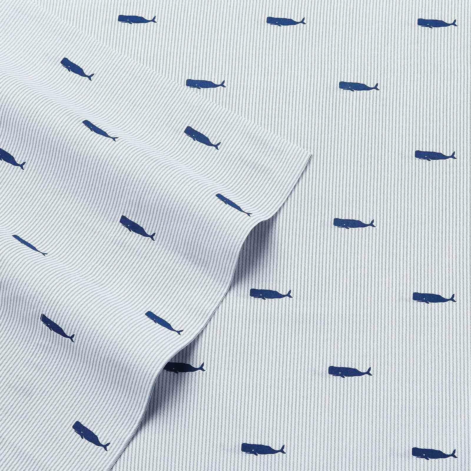 Whale Stripe Percale 4-Piece Sheet Set