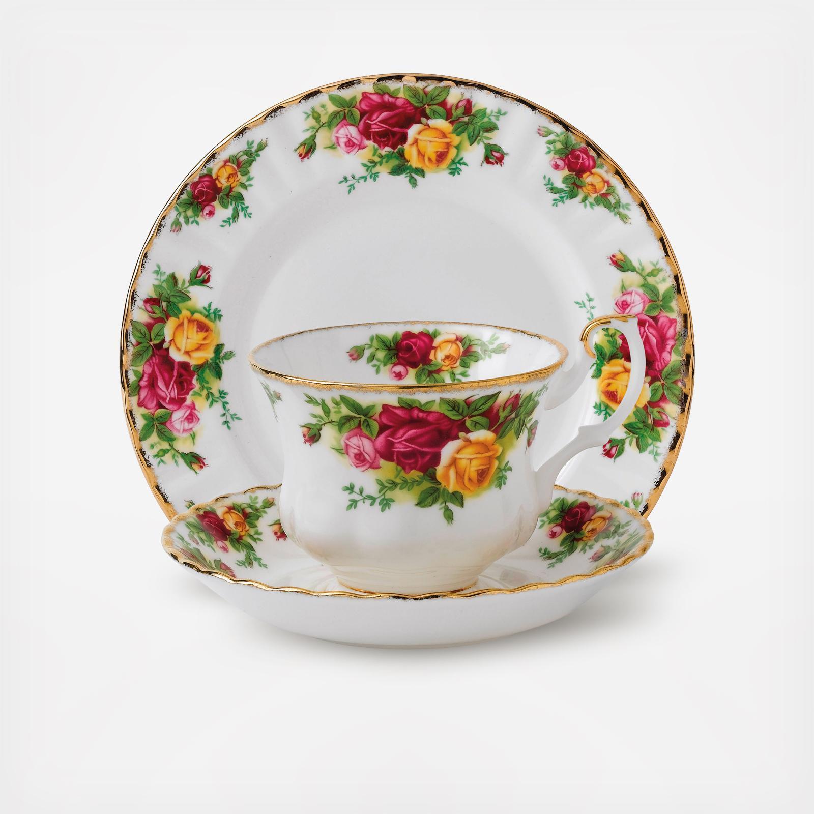Old Country Roses 3-Piece Tea Cup Set