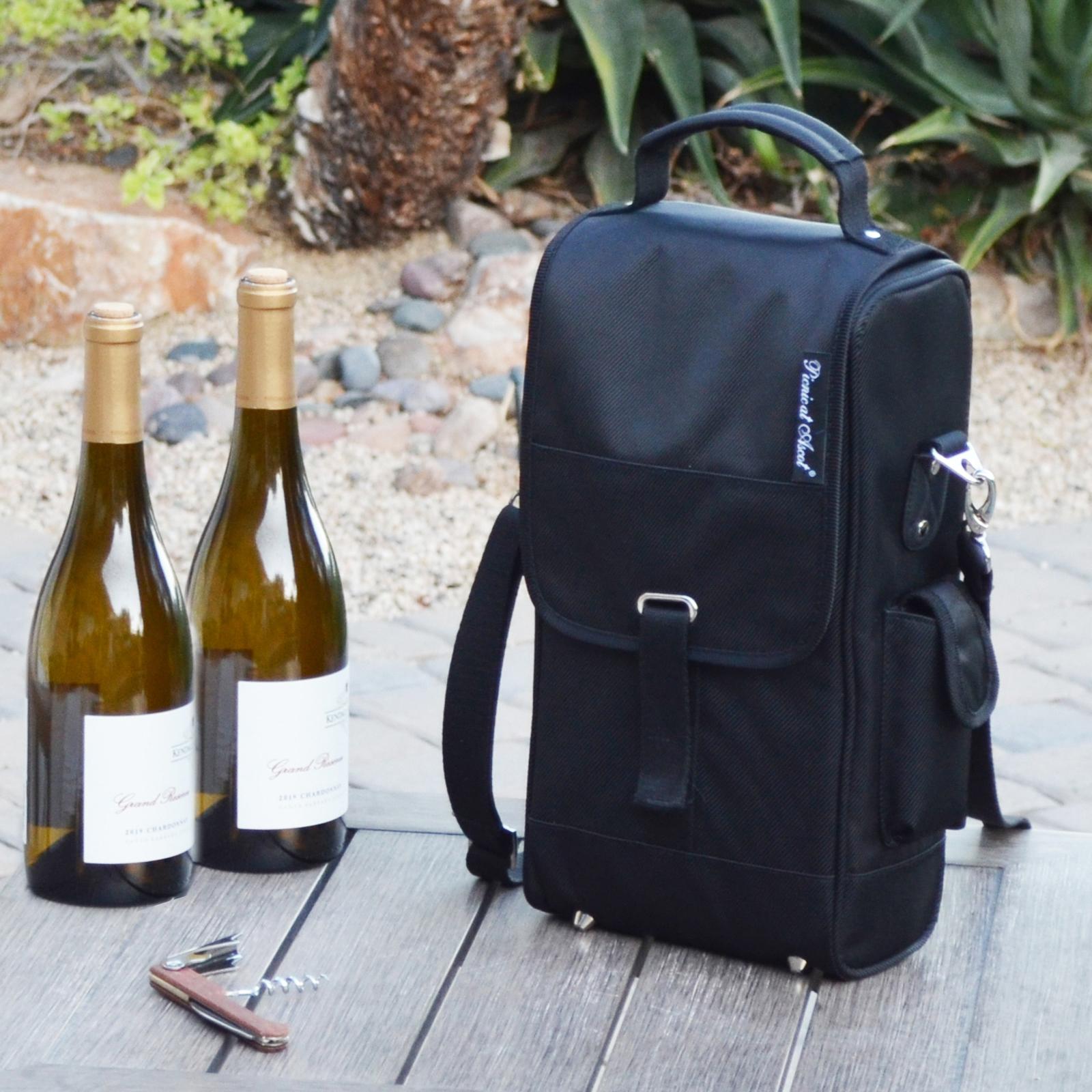 2-Bottle Insulated Wine Carrier & Corkscrew