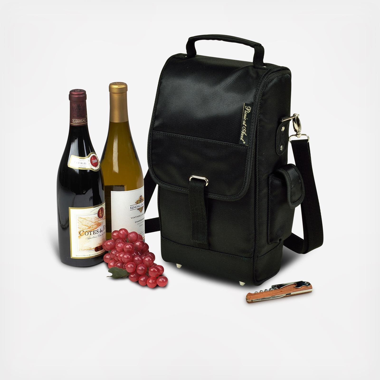 2-Bottle Insulated Wine Carrier & Corkscrew