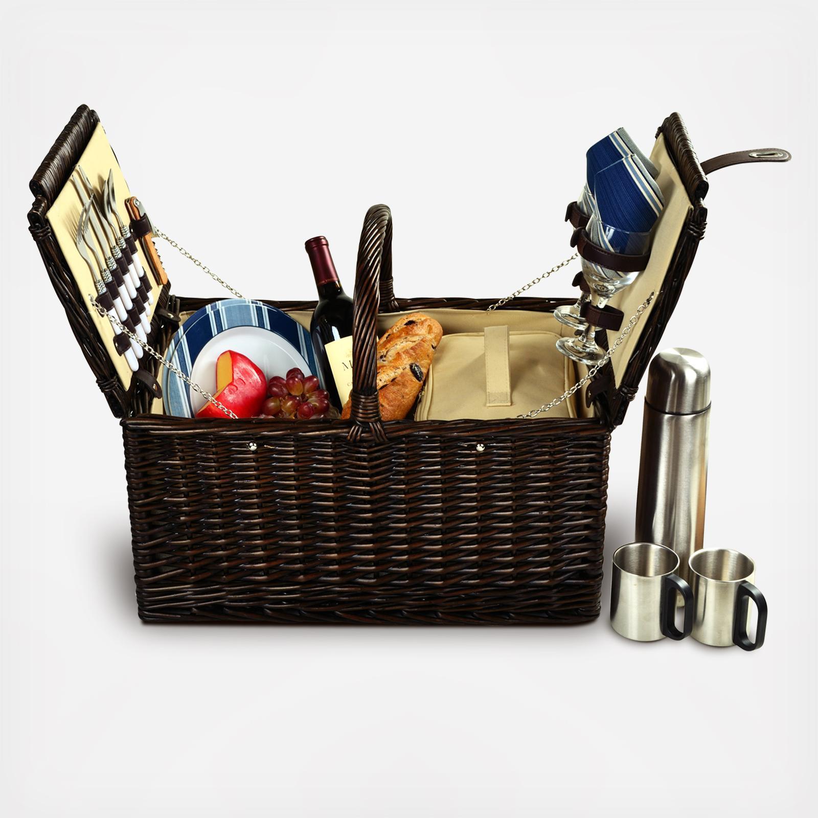 2-Person Willow Picnic Hamper with Coffee Set