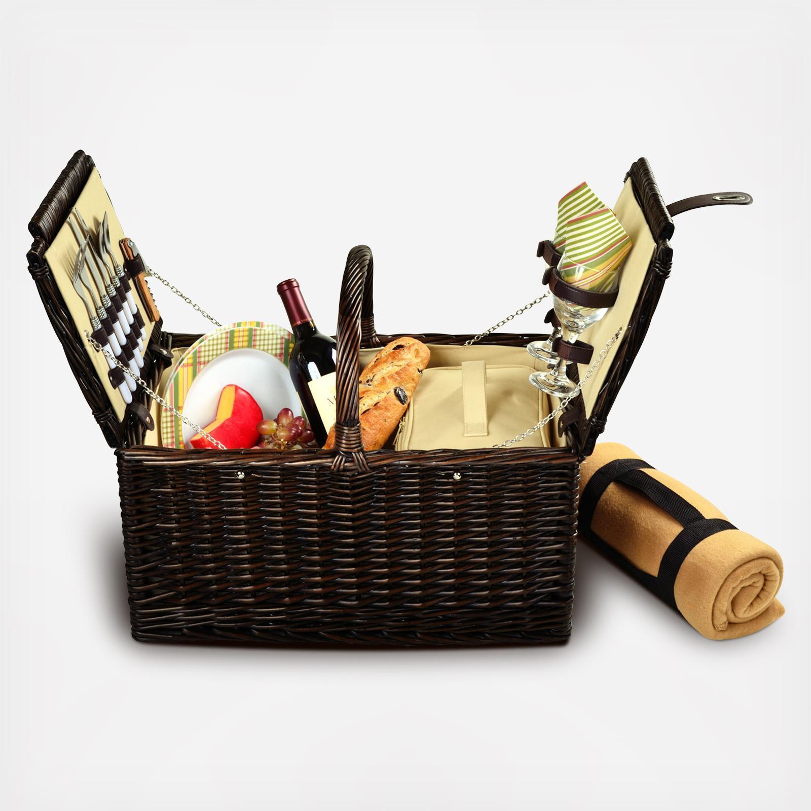 2-Person Willow Picnic Hamper with Blanket
