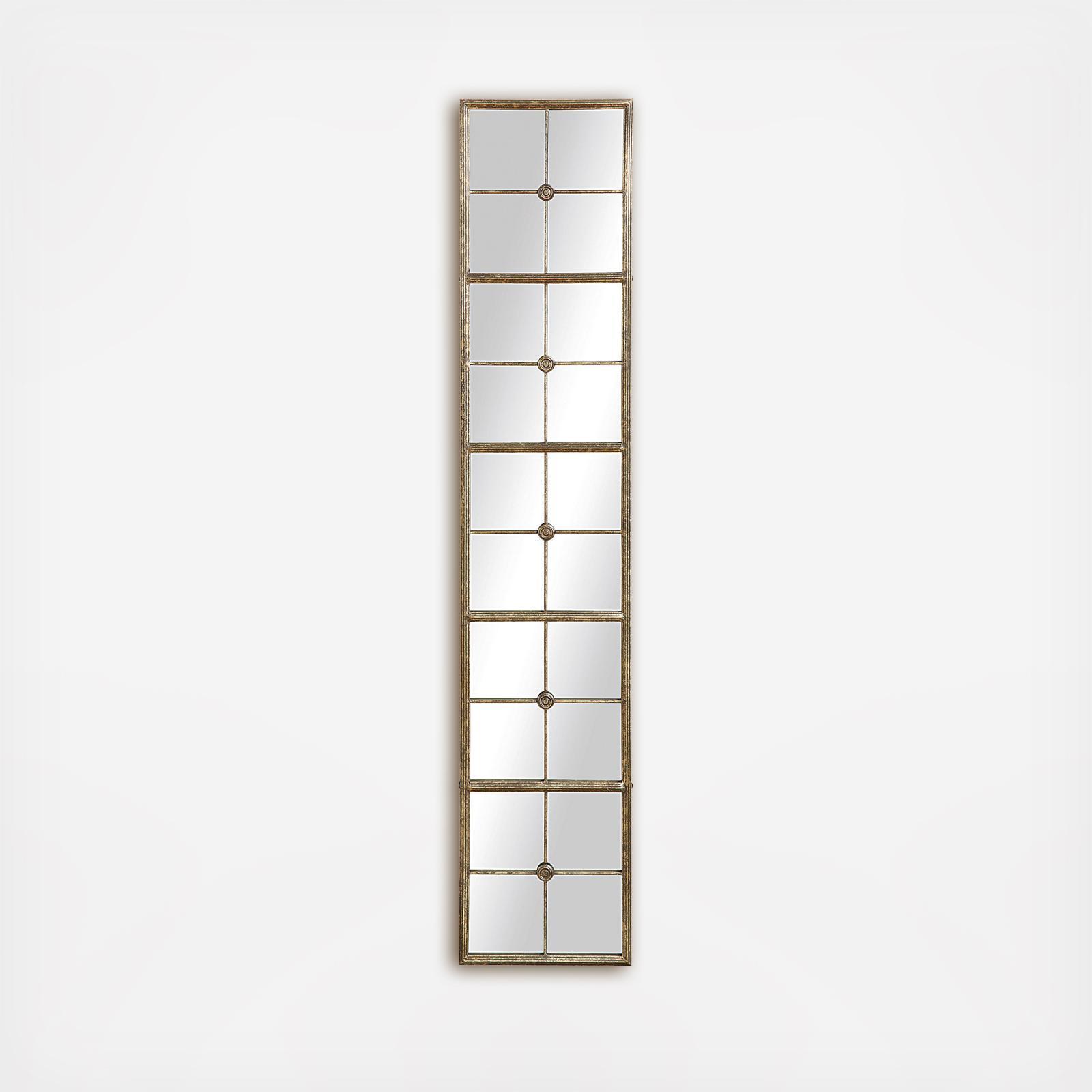 Distressed Rectangle Framed Windowpane Wall Mirror