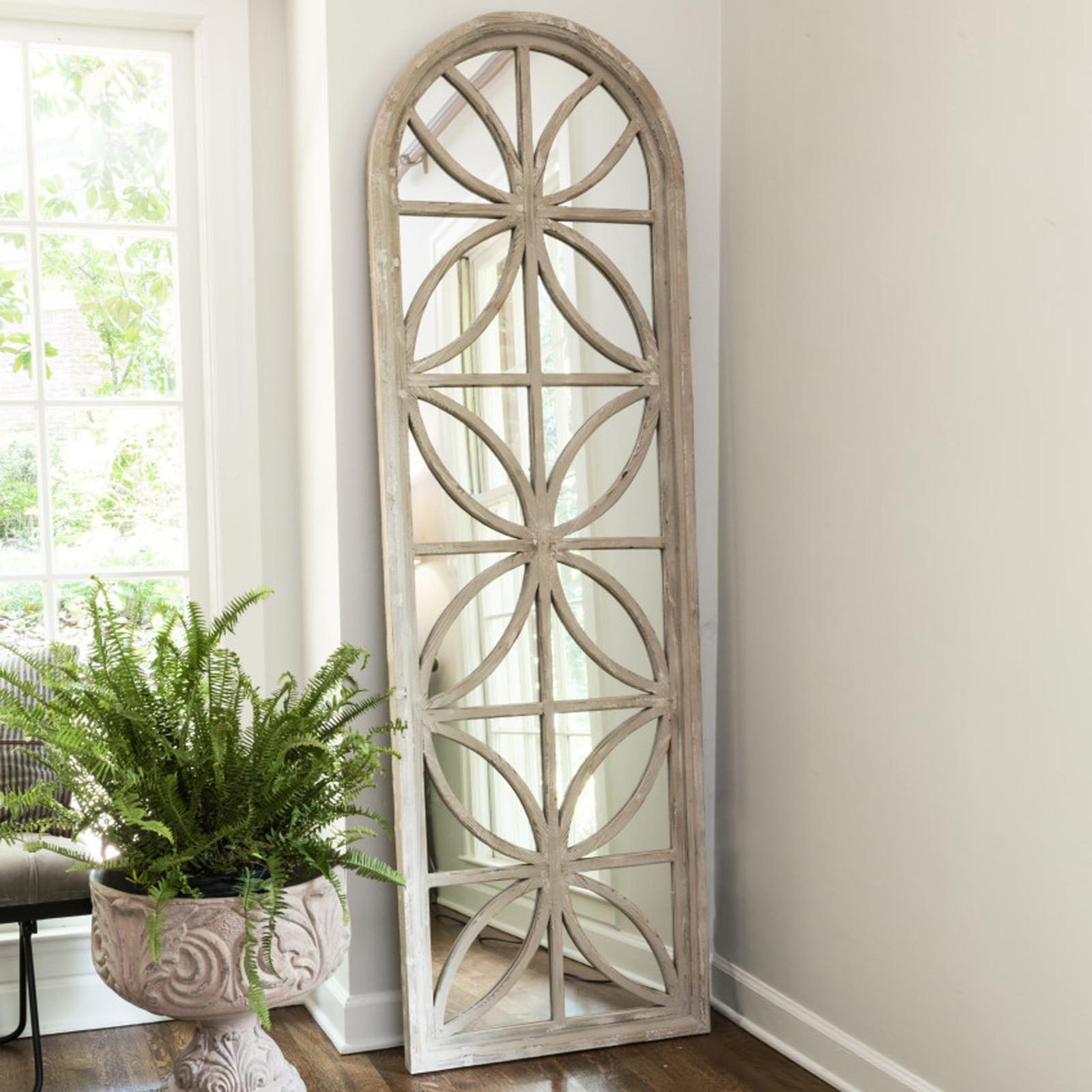 Arched Framed Mirror with Petal Design