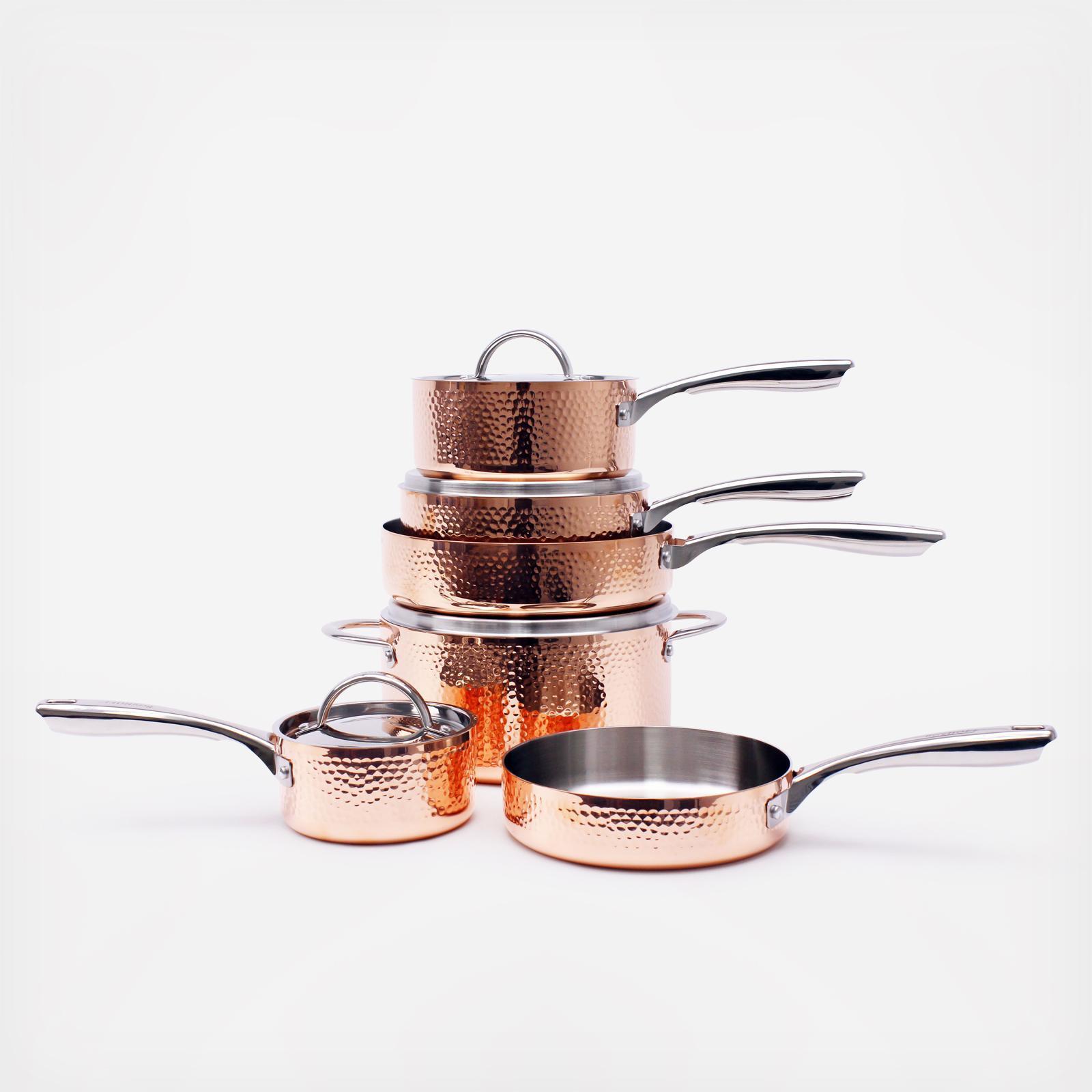10-Piece Hammered Copper Cookware Set