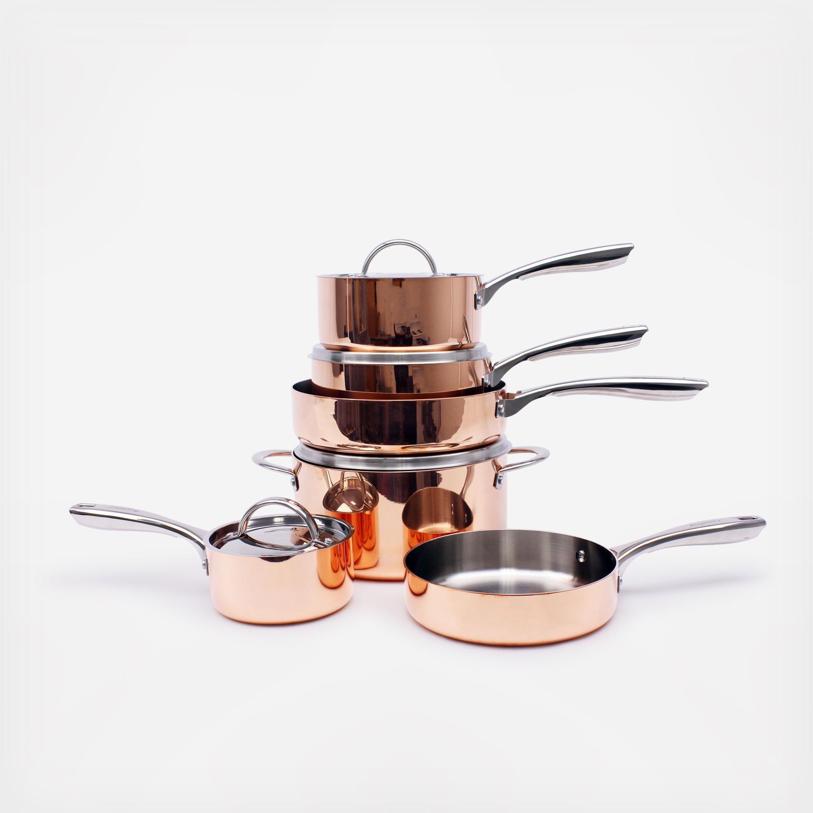 10-Piece Polished Copper Cookware Set